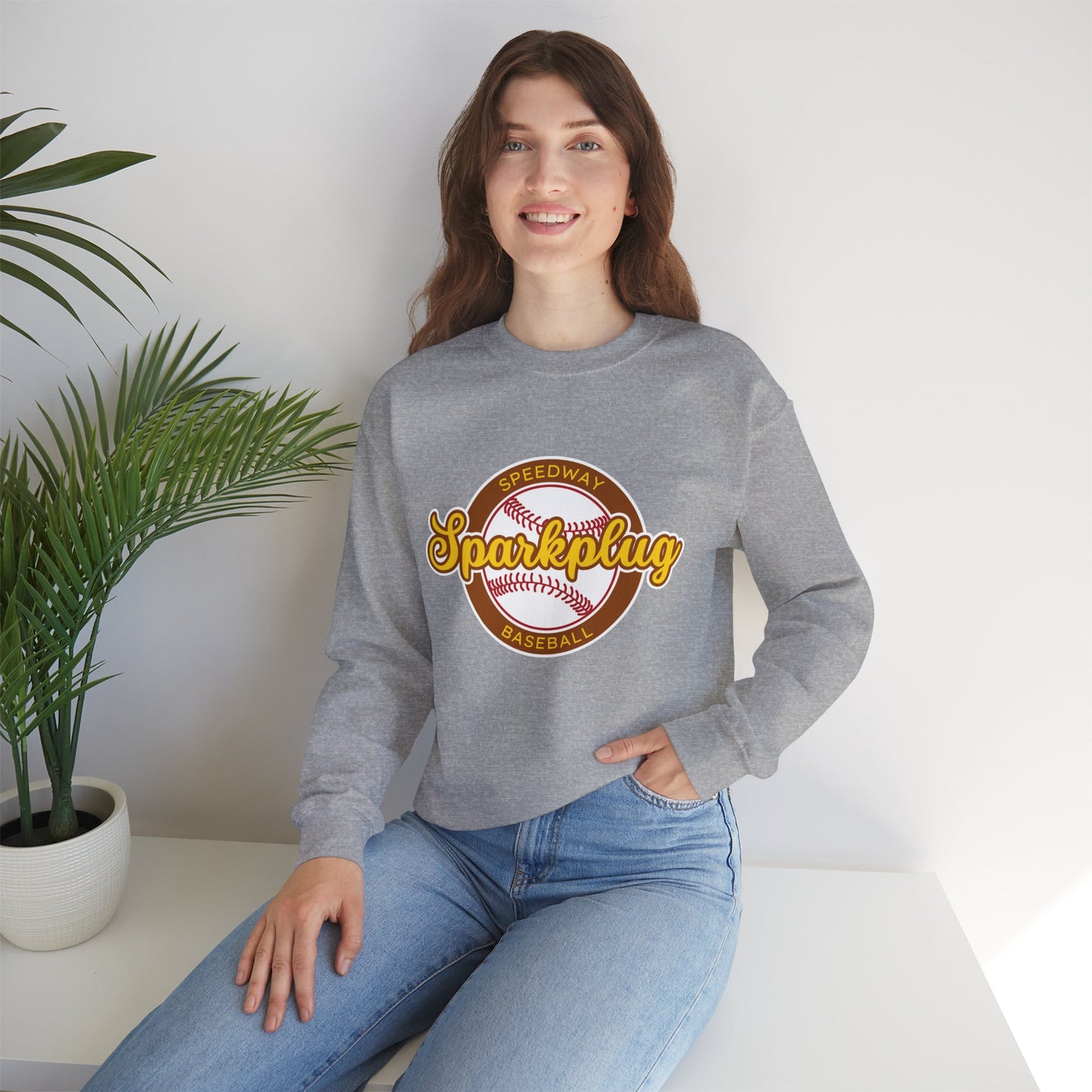 Adult Sparkplug Baseball Crewneck Sweatshirt — Vintage-Inspired Team Pullover
