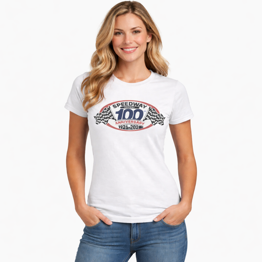 Ladies Official Logo Centennial T-Shirt — Speedway '1926–2026'