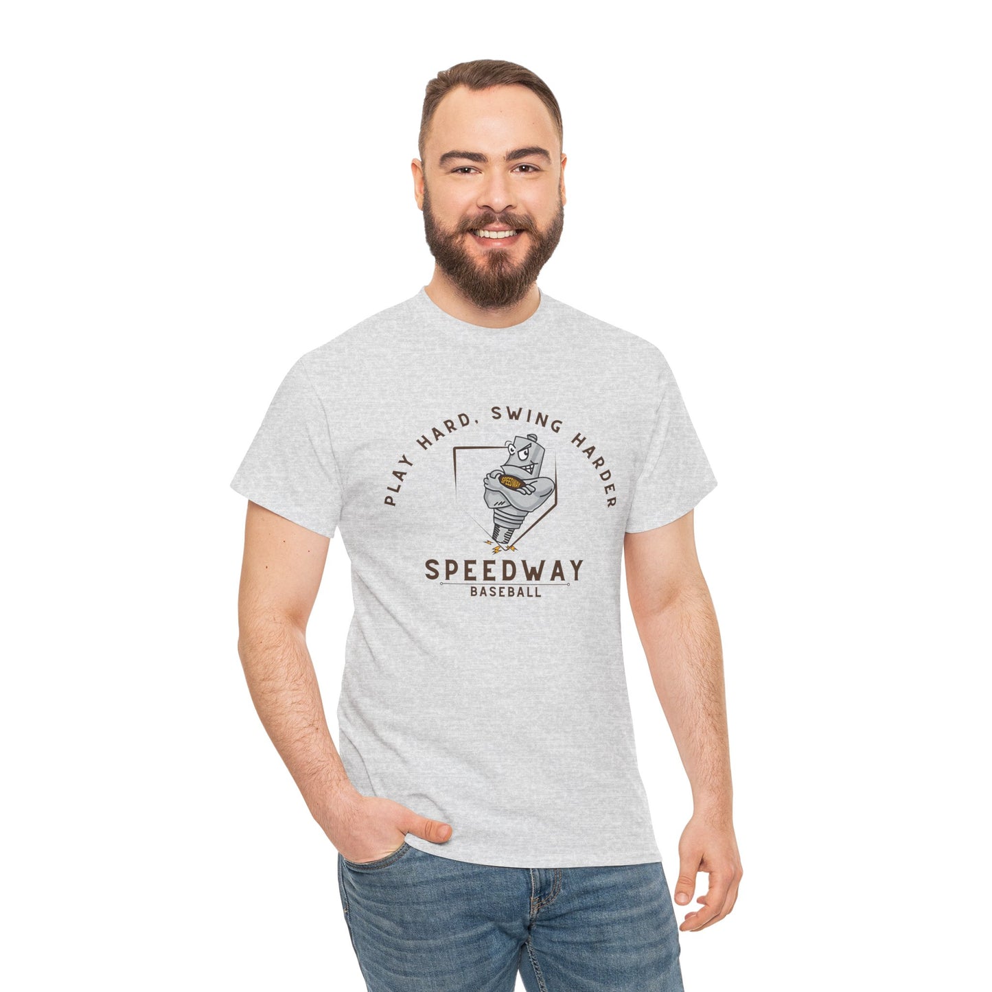 Speedway Baseball T-Shirt — "Play Hard, Swing Harder"
