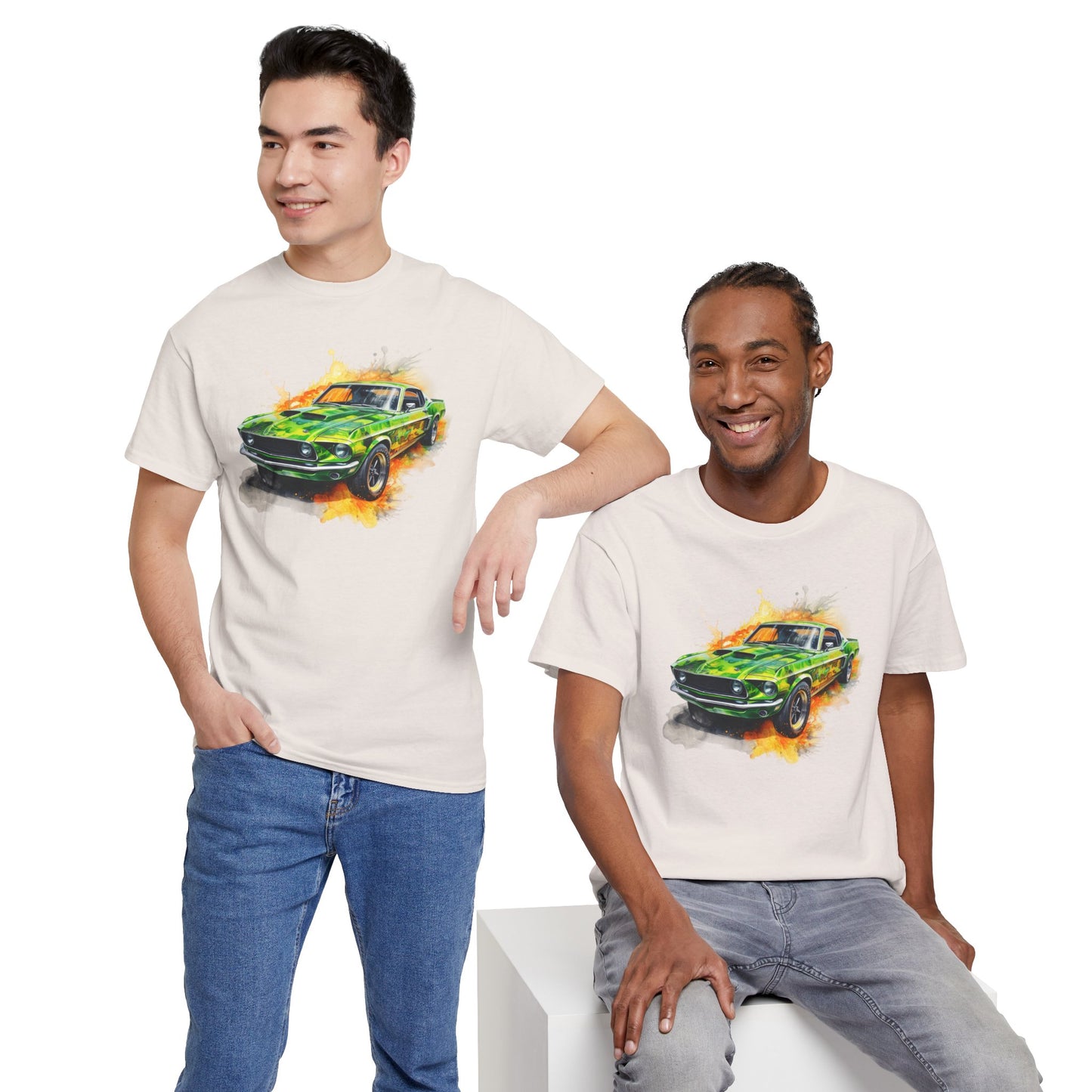Classic Green Mustang Car T‑Shirt — Vintage Mustang Art Tee