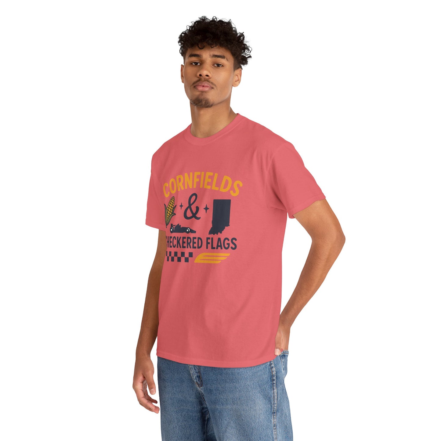 T-Shirt — "Cornfields & Checkered Flags" Indiana Racing Farm Life Tee