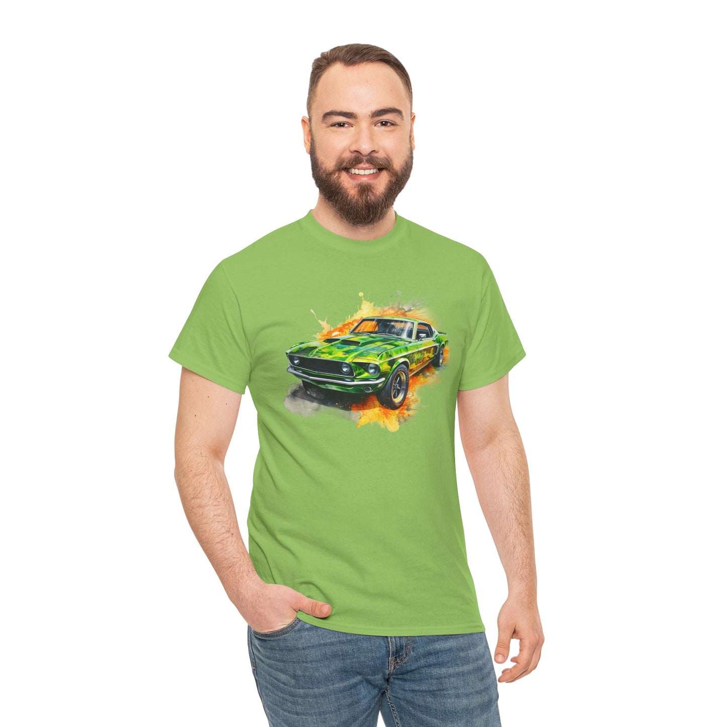 Classic Green Mustang Car T‑Shirt — Vintage Mustang Art Tee