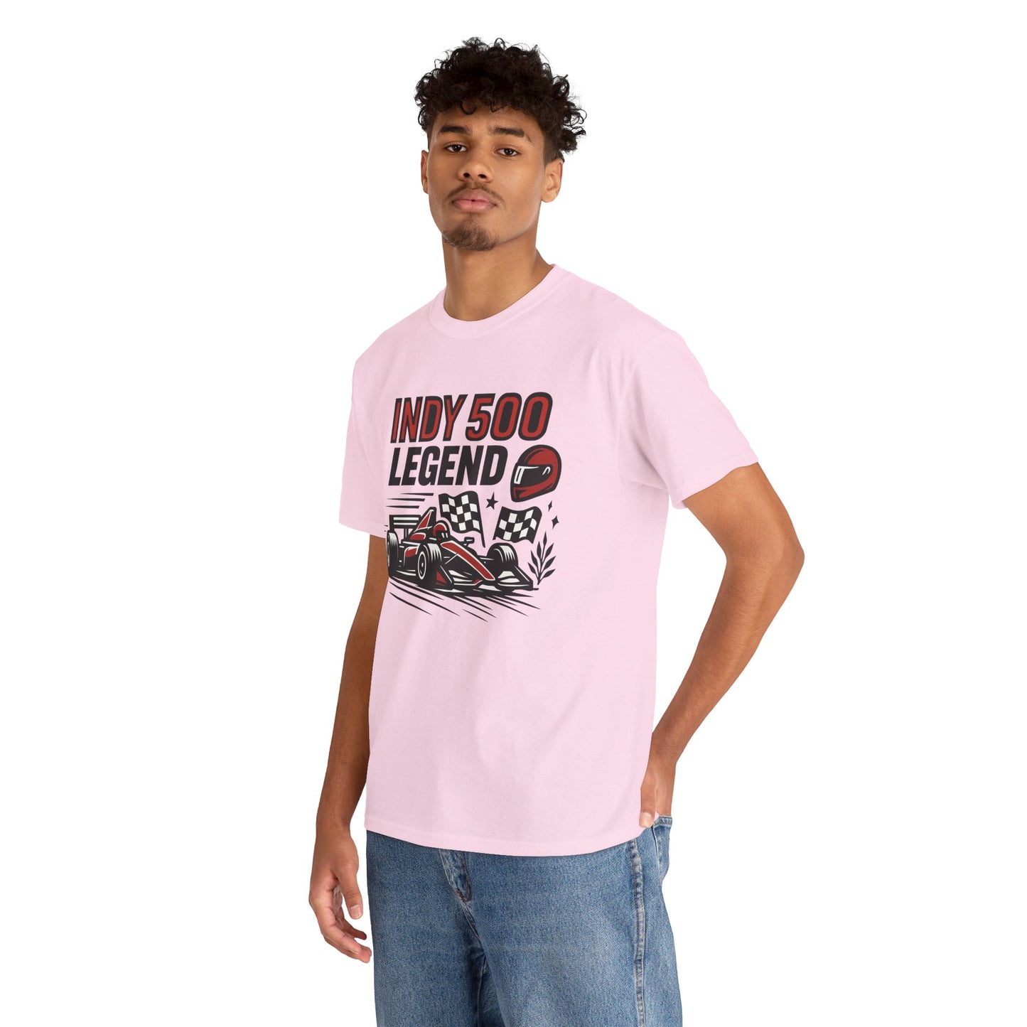 Indy 500 Legend Racing T-Shirt — Vintage Race Car & Checkered Flag Tee