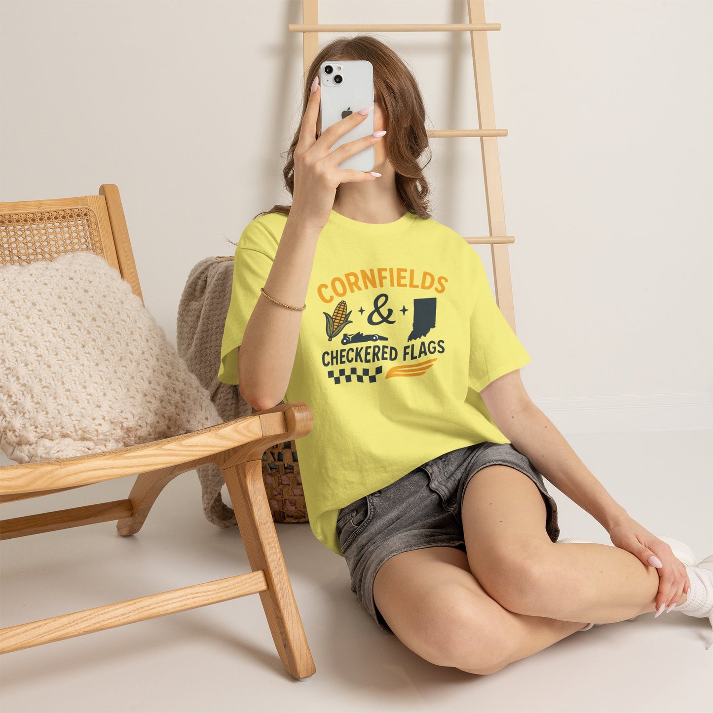 T-Shirt — "Cornfields & Checkered Flags" Indiana Racing Farm Life Tee