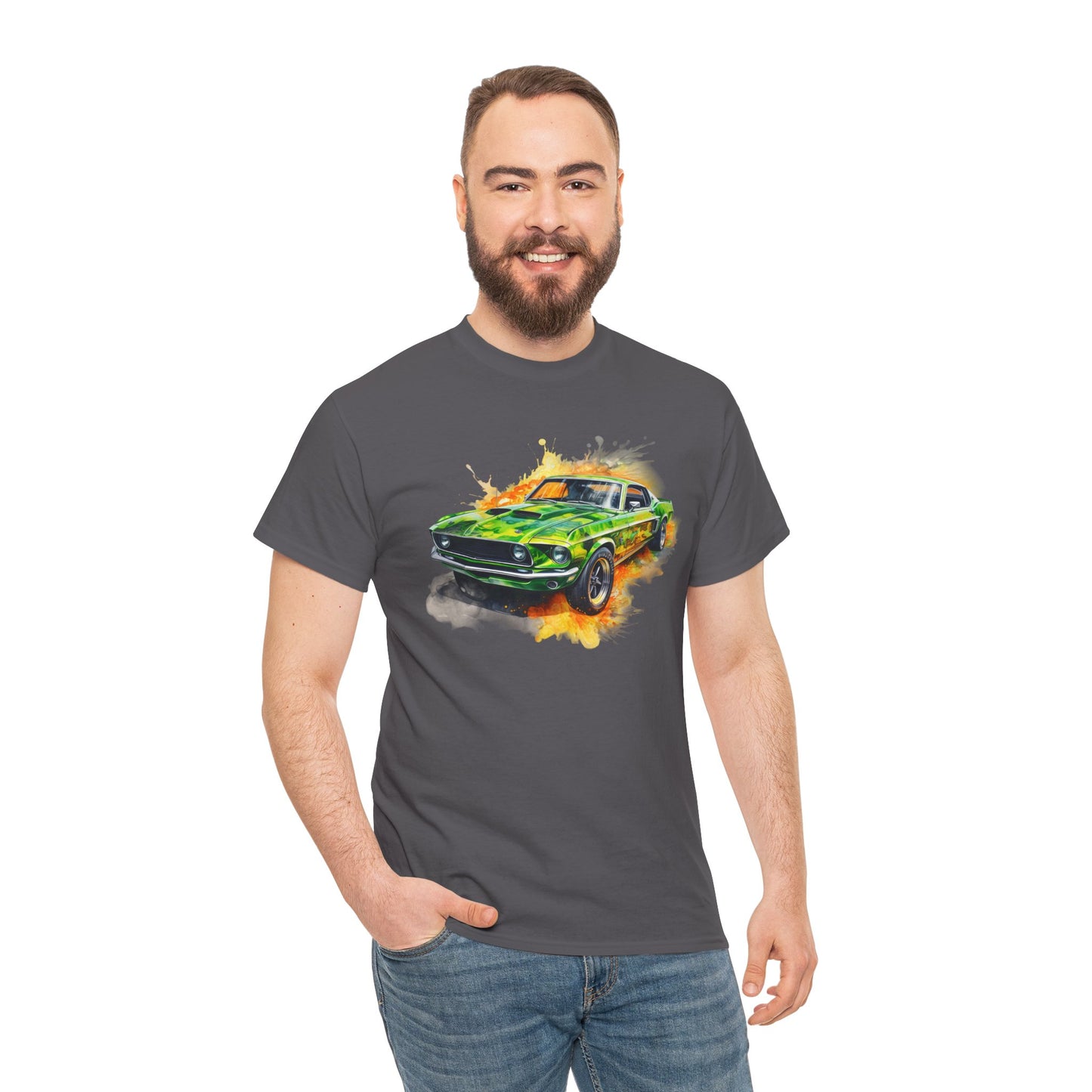 Classic Green Mustang Car T‑Shirt — Vintage Mustang Art Tee