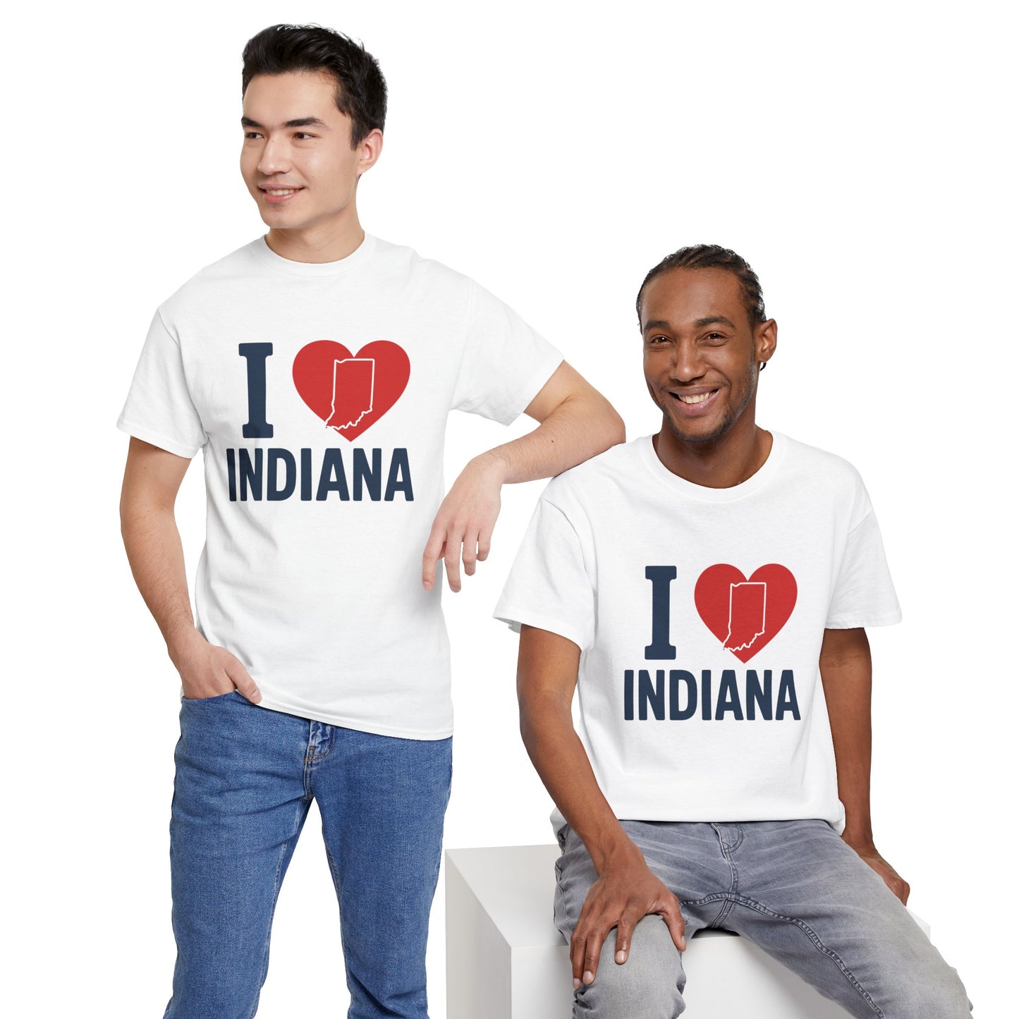 I Heart Indiana T-Shirt — State Pride Tee with Heart & Indiana Outline
