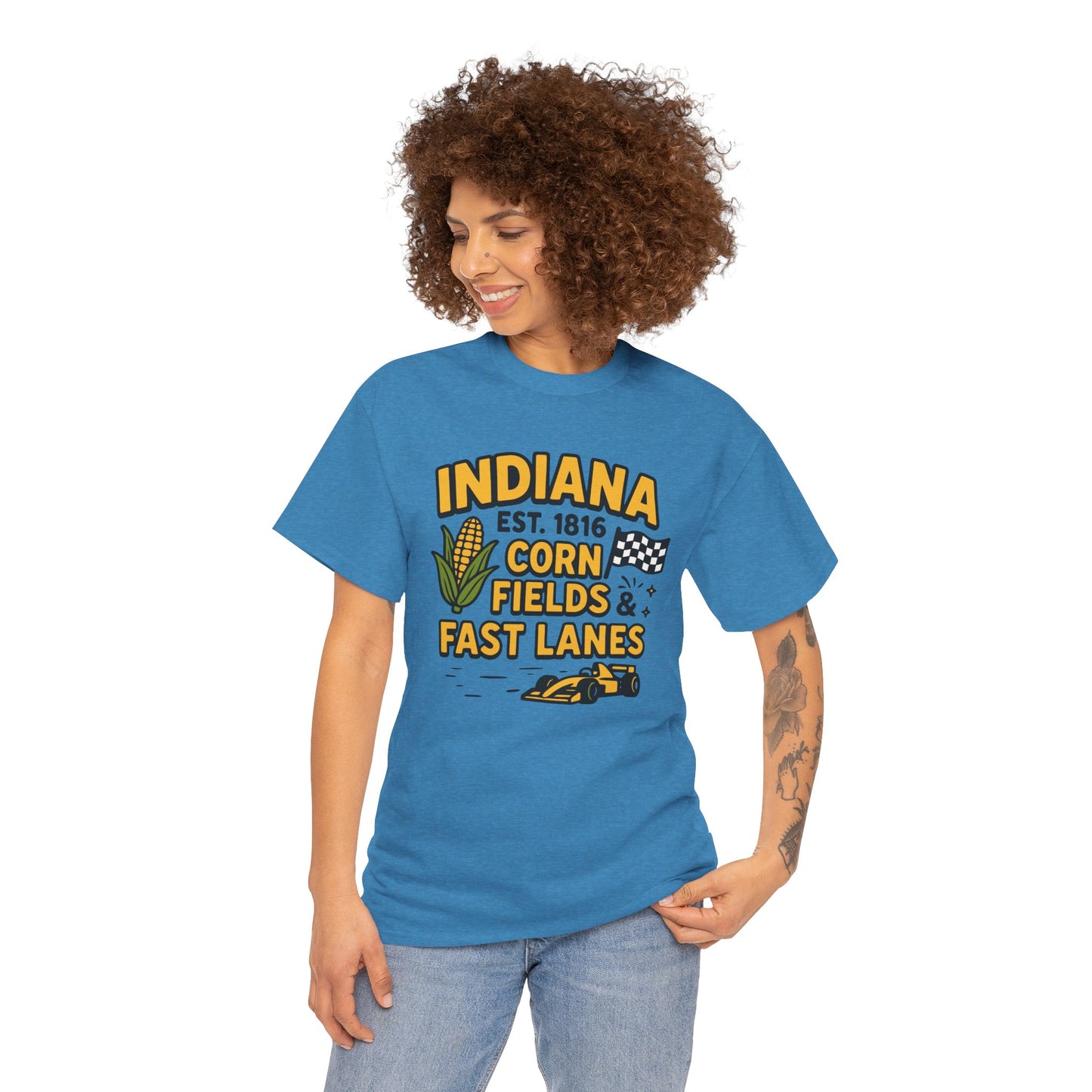 Indiana Corn Fields & Fast Lanes T-Shirt — Indy Racing & Midwestern Pride Tee