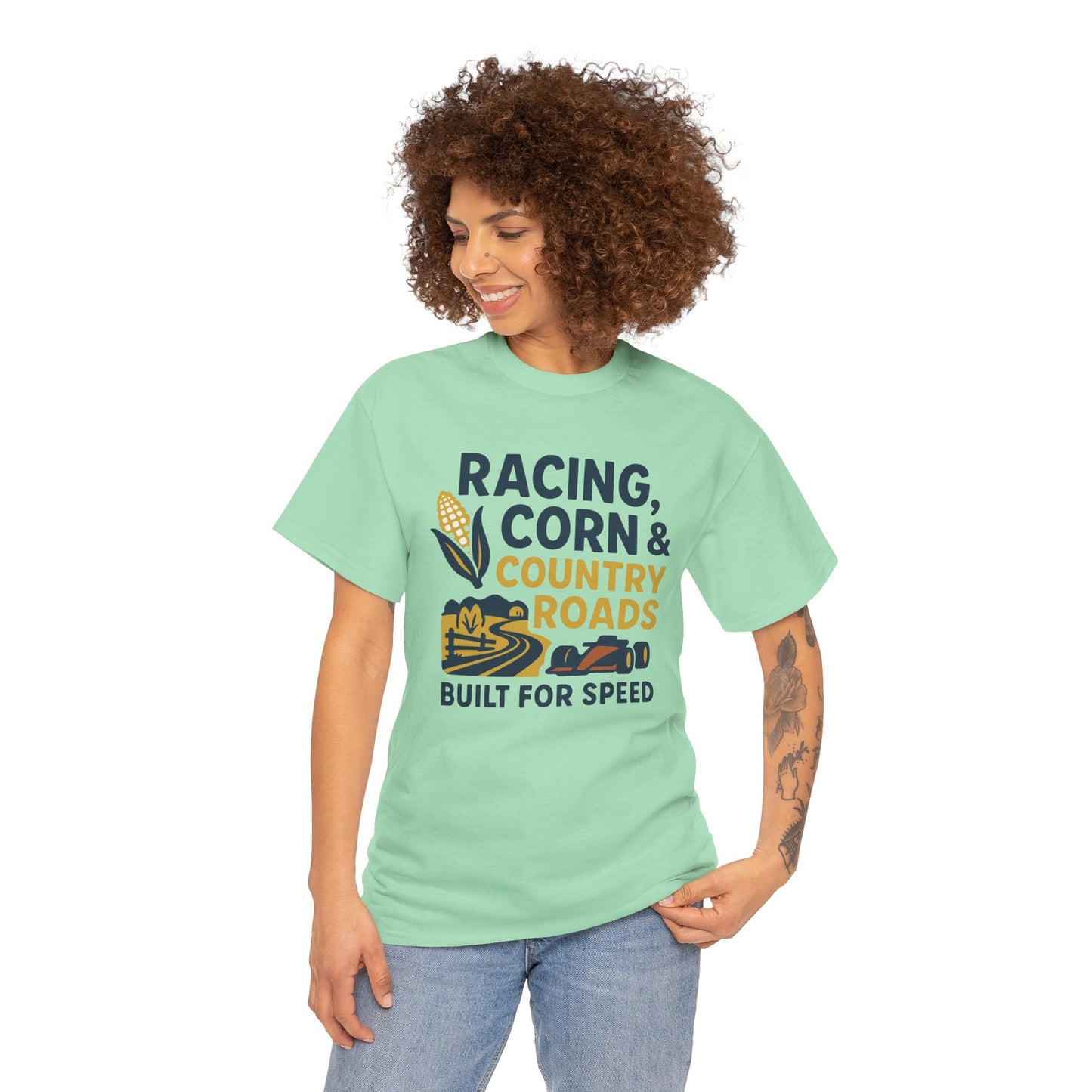 Racing, Corn & Country Roads T-Shirt – Built for Speed Tee
