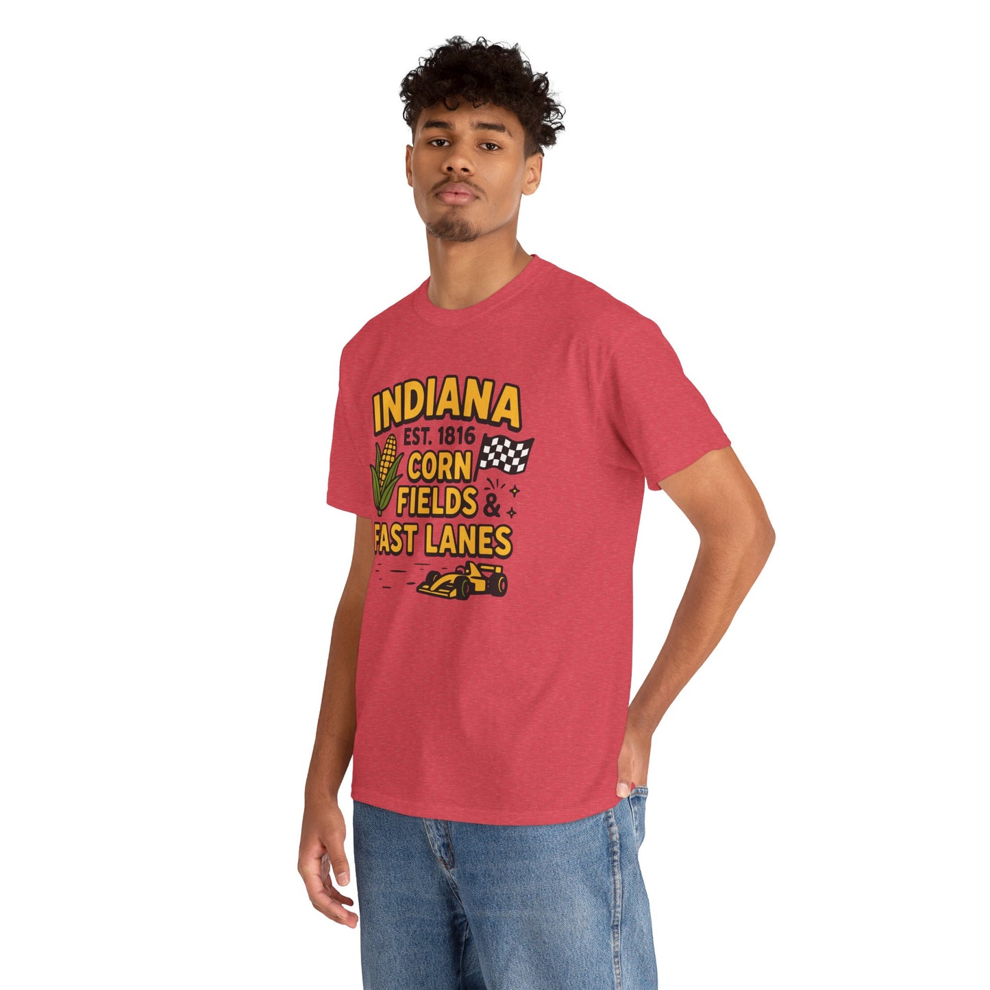 Indiana Corn Fields & Fast Lanes T-Shirt — Indy Racing & Midwestern Pride Tee