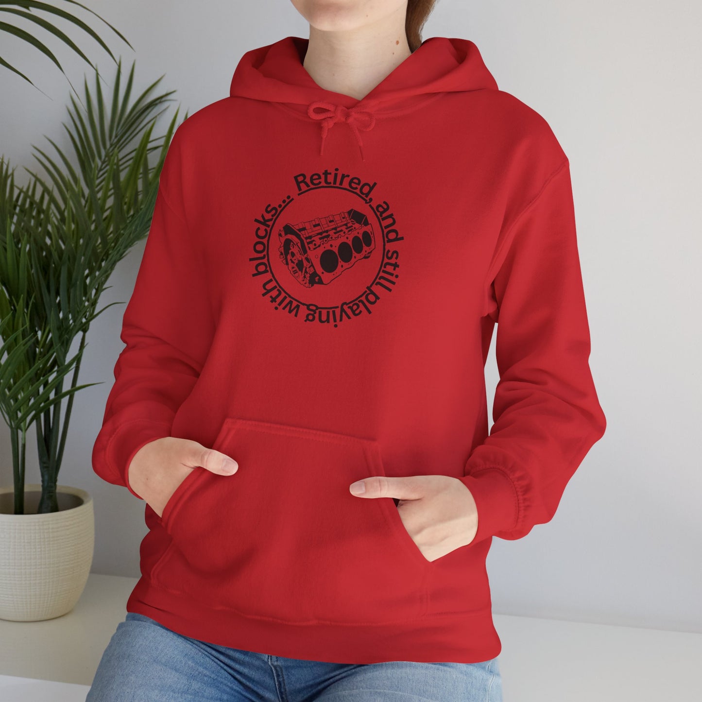 Adult Retired and Still Playing with Blocks Hoodie