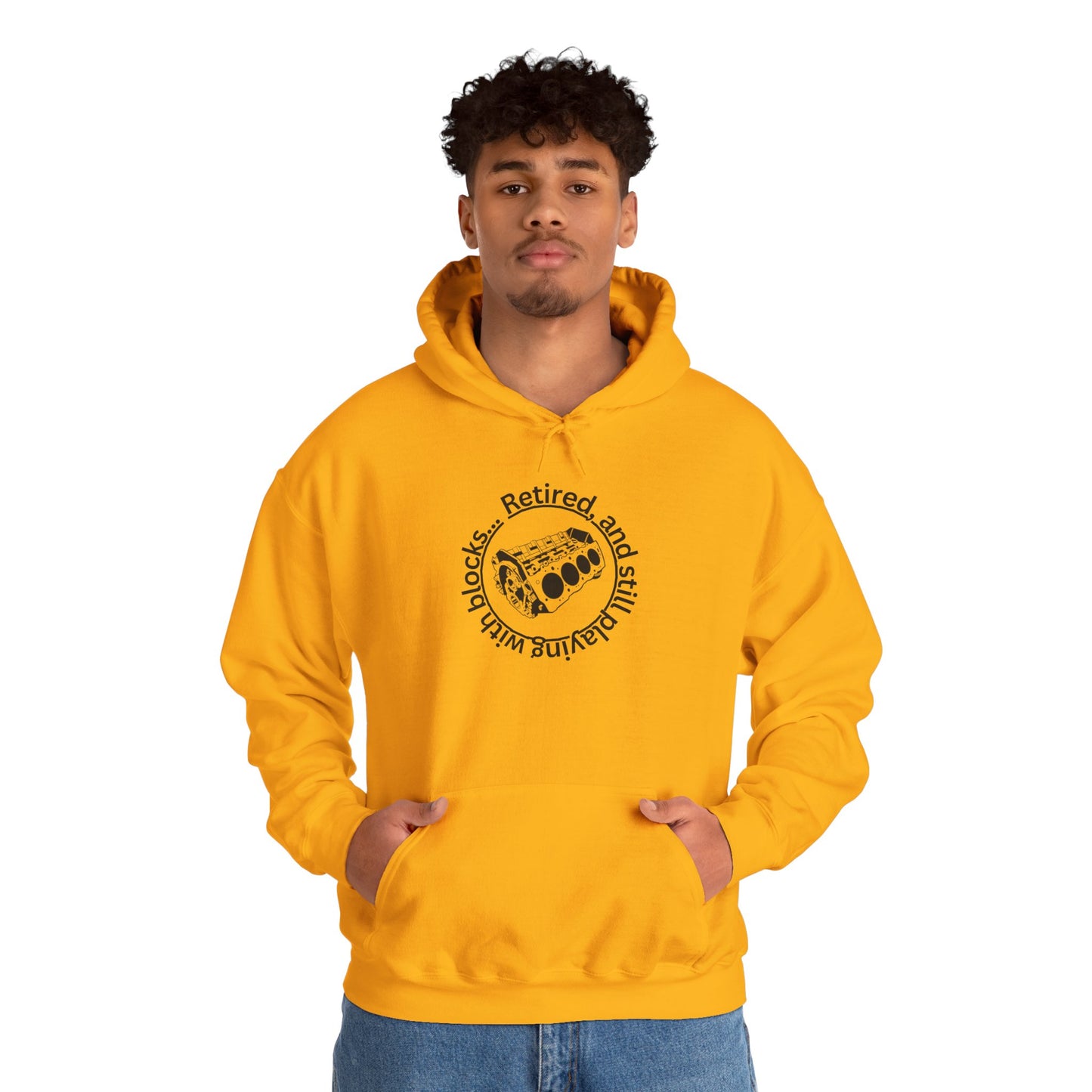 Adult Retired and Still Playing with Blocks Hoodie