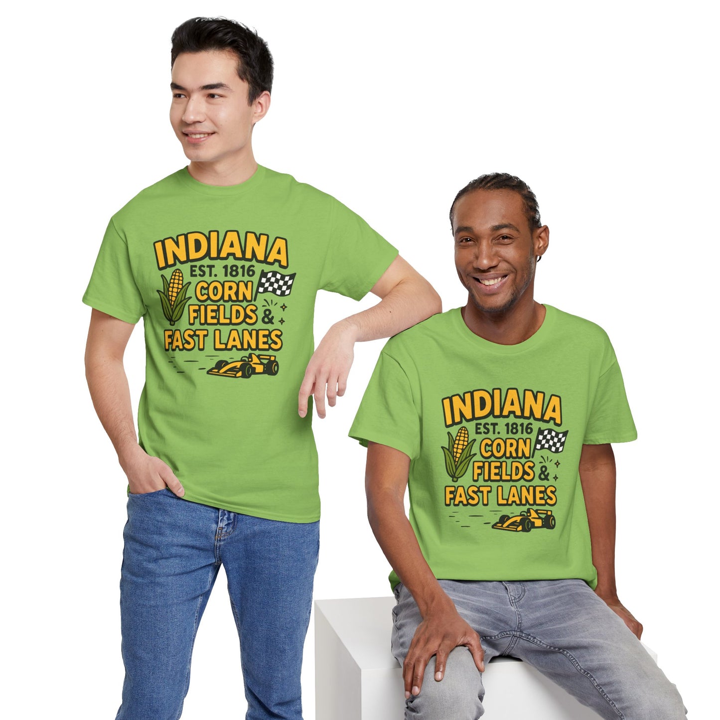 Indiana Corn Fields & Fast Lanes T-Shirt — Indy Racing & Midwestern Pride Tee