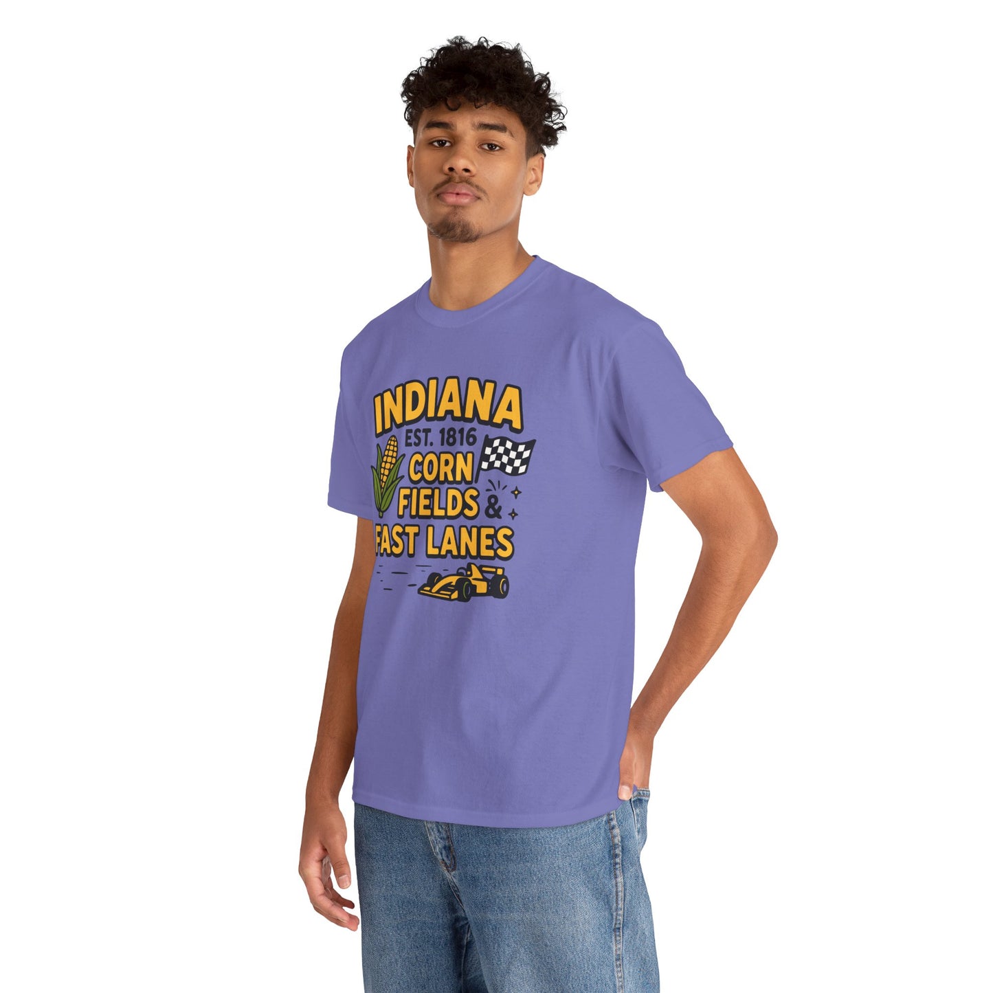 Indiana Corn Fields & Fast Lanes T-Shirt — Indy Racing & Midwestern Pride Tee