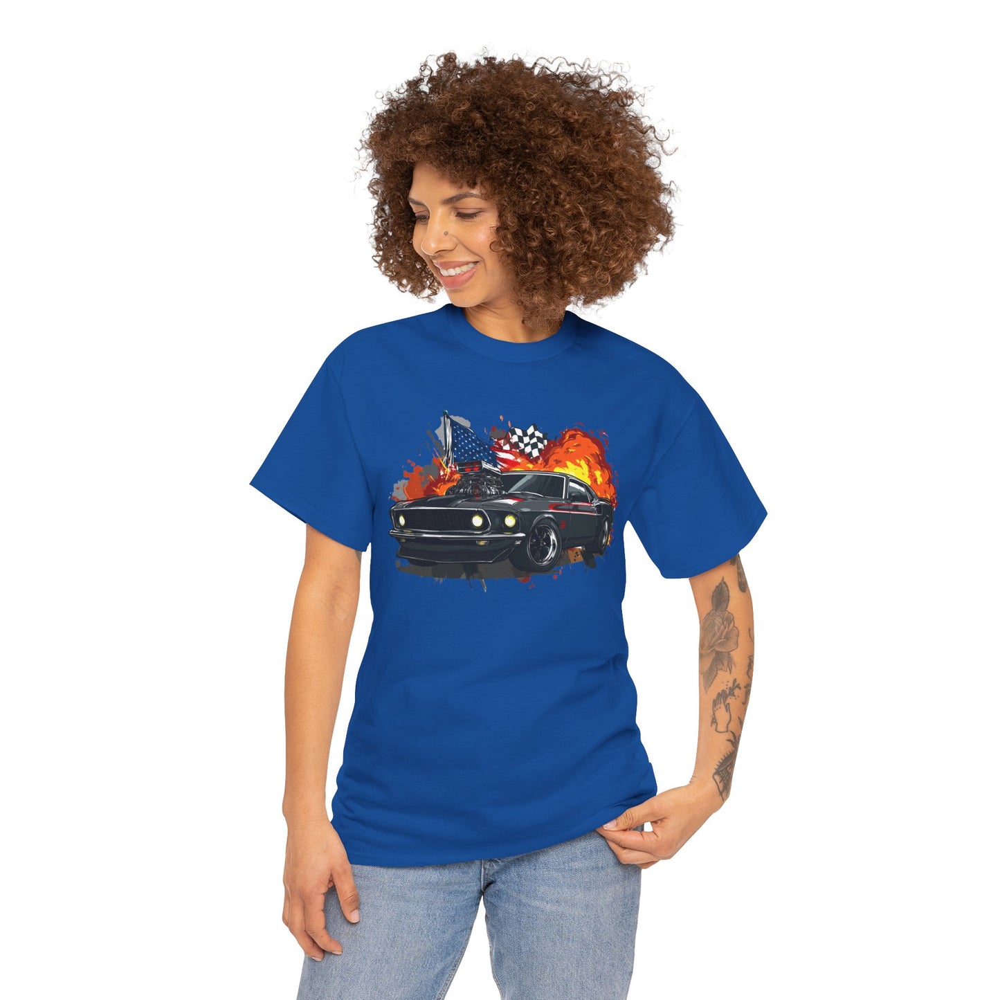 1969 Boss 429 Mustang T‑Shirt — Flaming Mustang Graphic