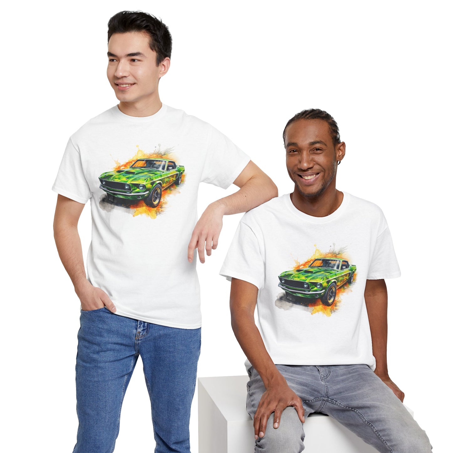 Classic Green Mustang Car T‑Shirt — Vintage Mustang Art Tee