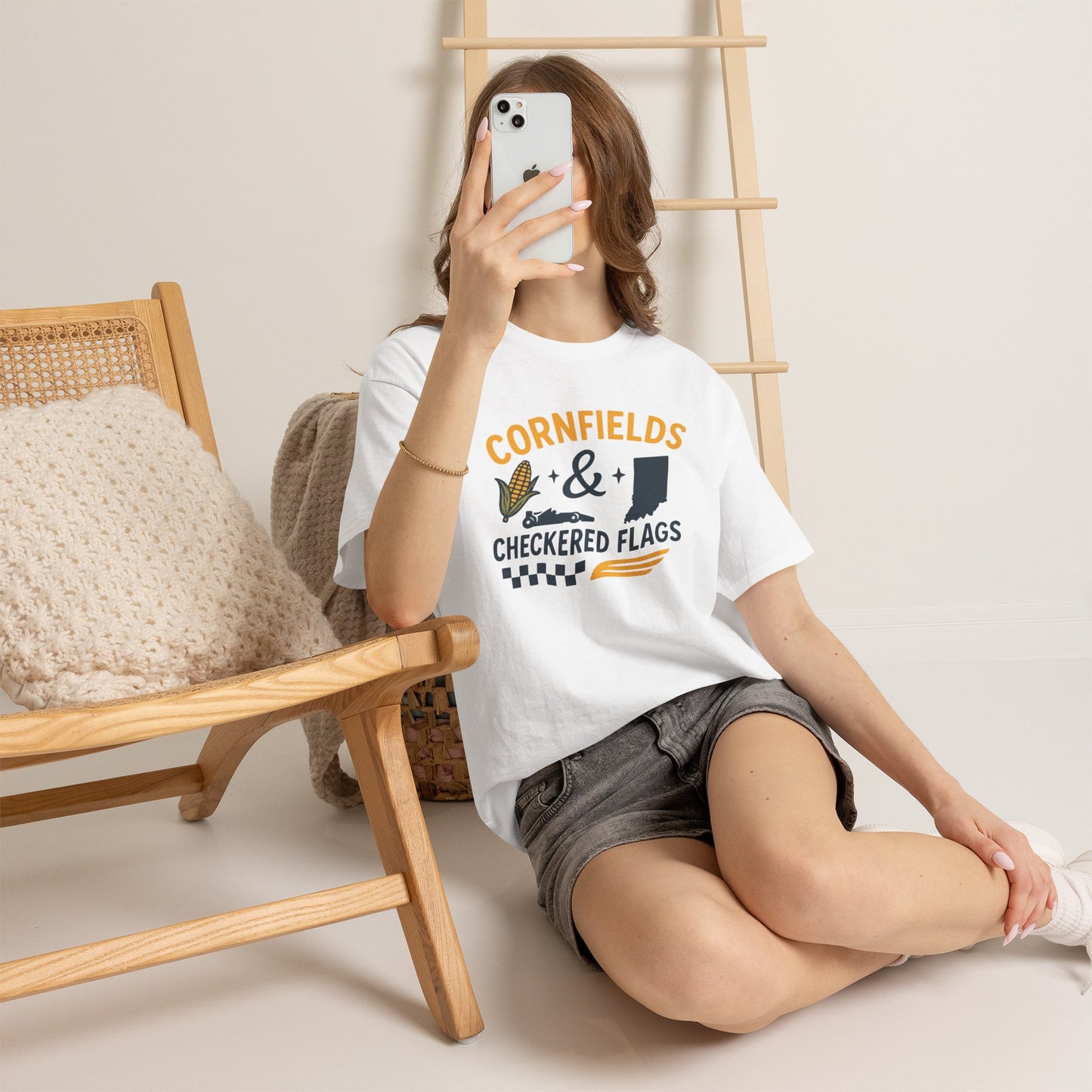 T-Shirt — "Cornfields & Checkered Flags" Indiana Racing Farm Life Tee