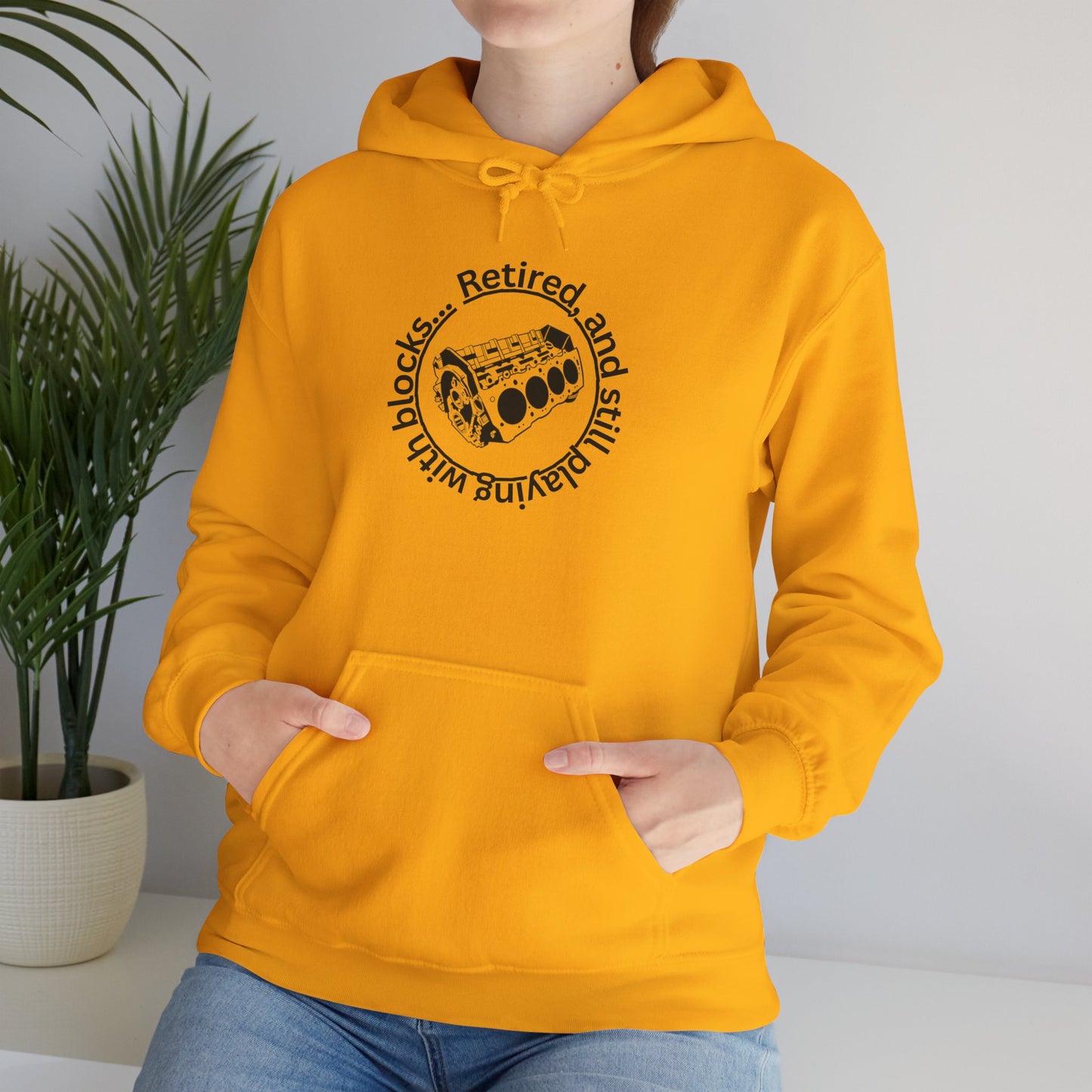 Adult Retired and Still Playing with Blocks Hoodie