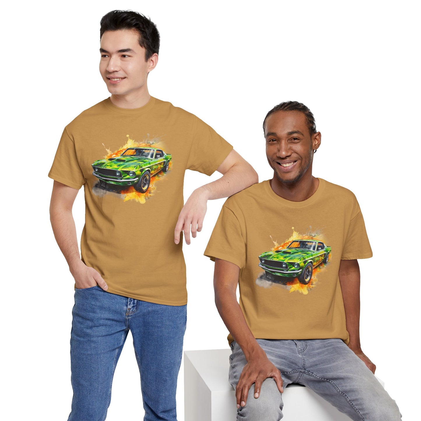 Classic Green Mustang Car T‑Shirt — Vintage Mustang Art Tee