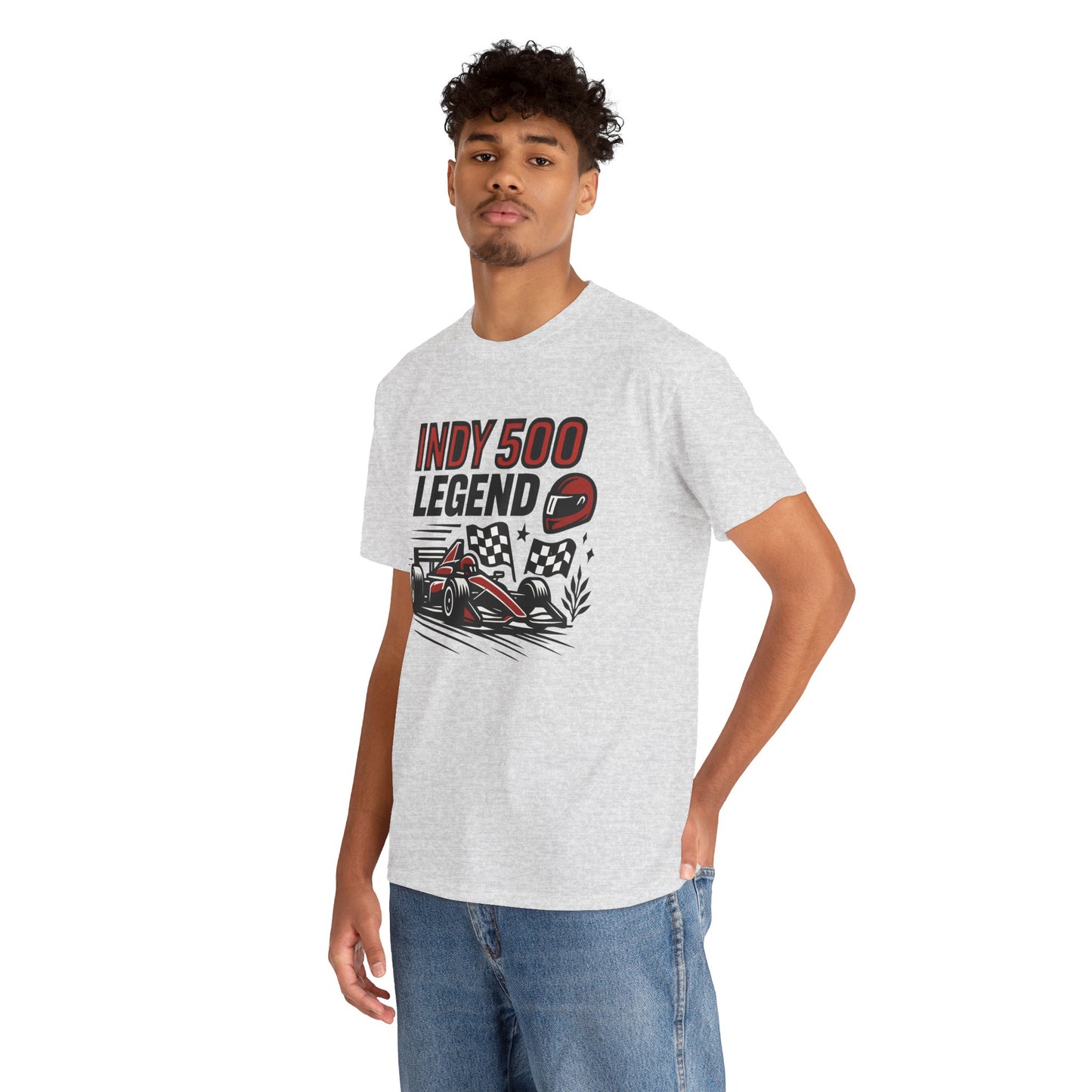 Indy 500 Legend Racing T-Shirt — Vintage Race Car & Checkered Flag Tee