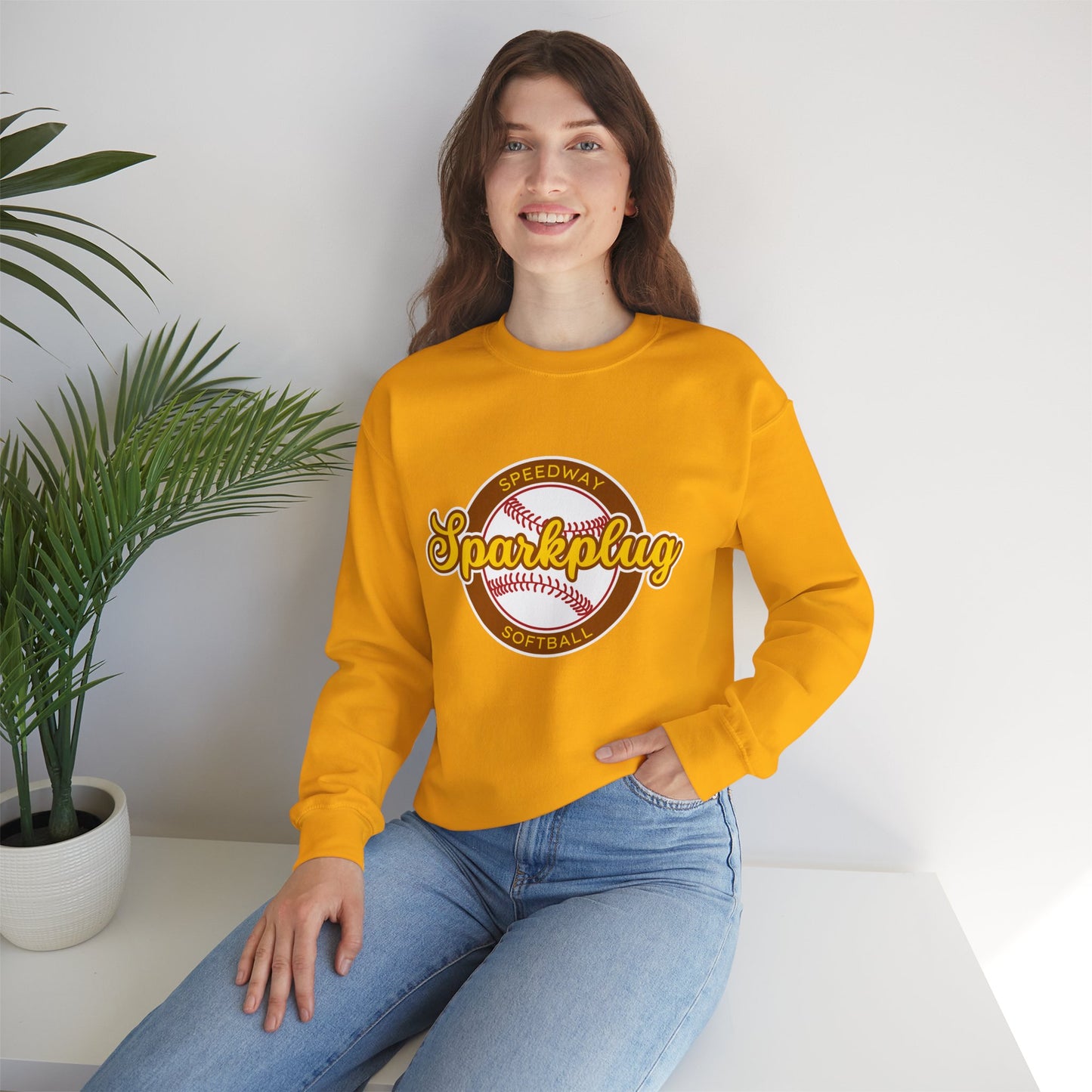 Adult Sparkplug Softball Crewneck Sweatshirt — Vintage-Inspired Team Pullover