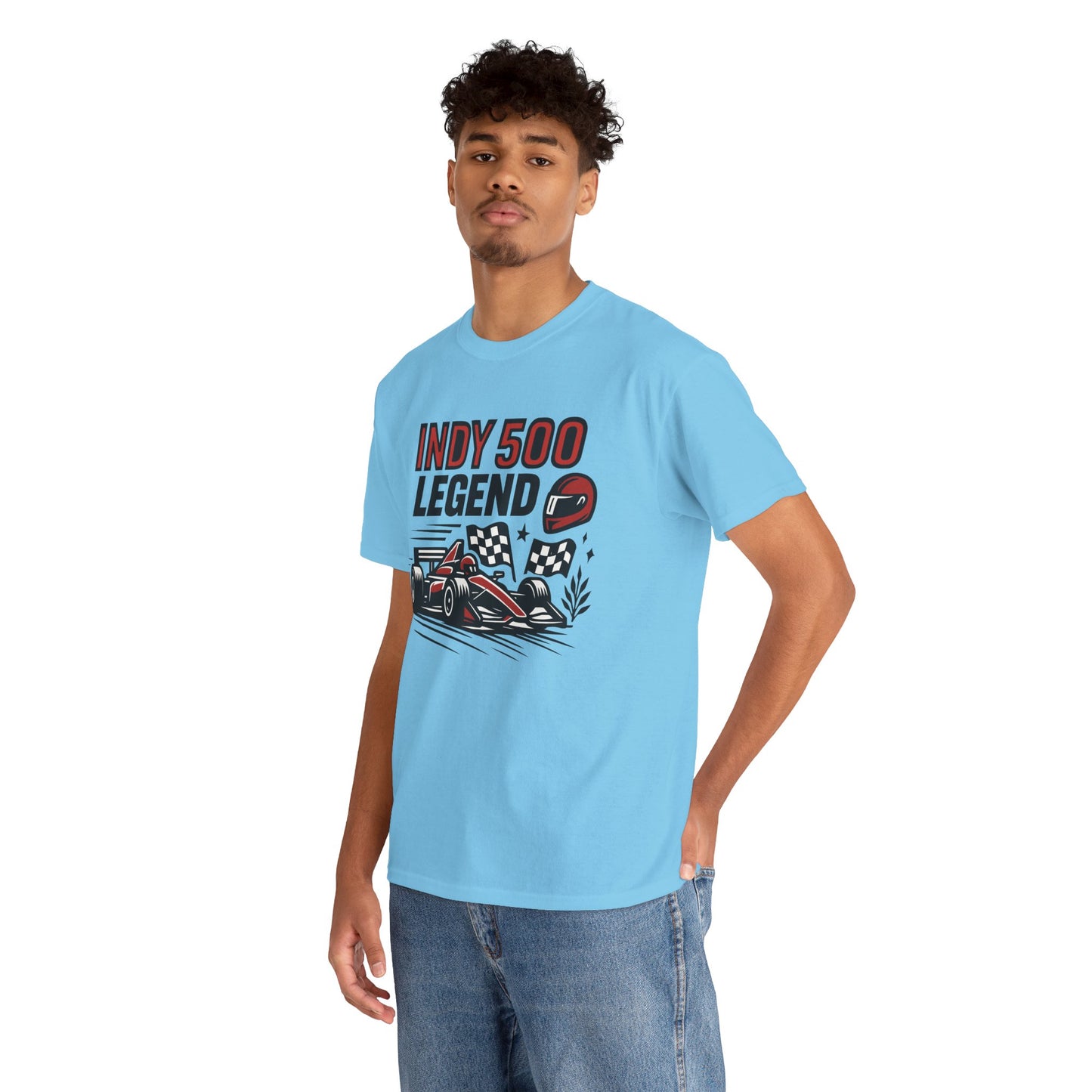 Indy 500 Legend Racing T-Shirt — Vintage Race Car & Checkered Flag Tee