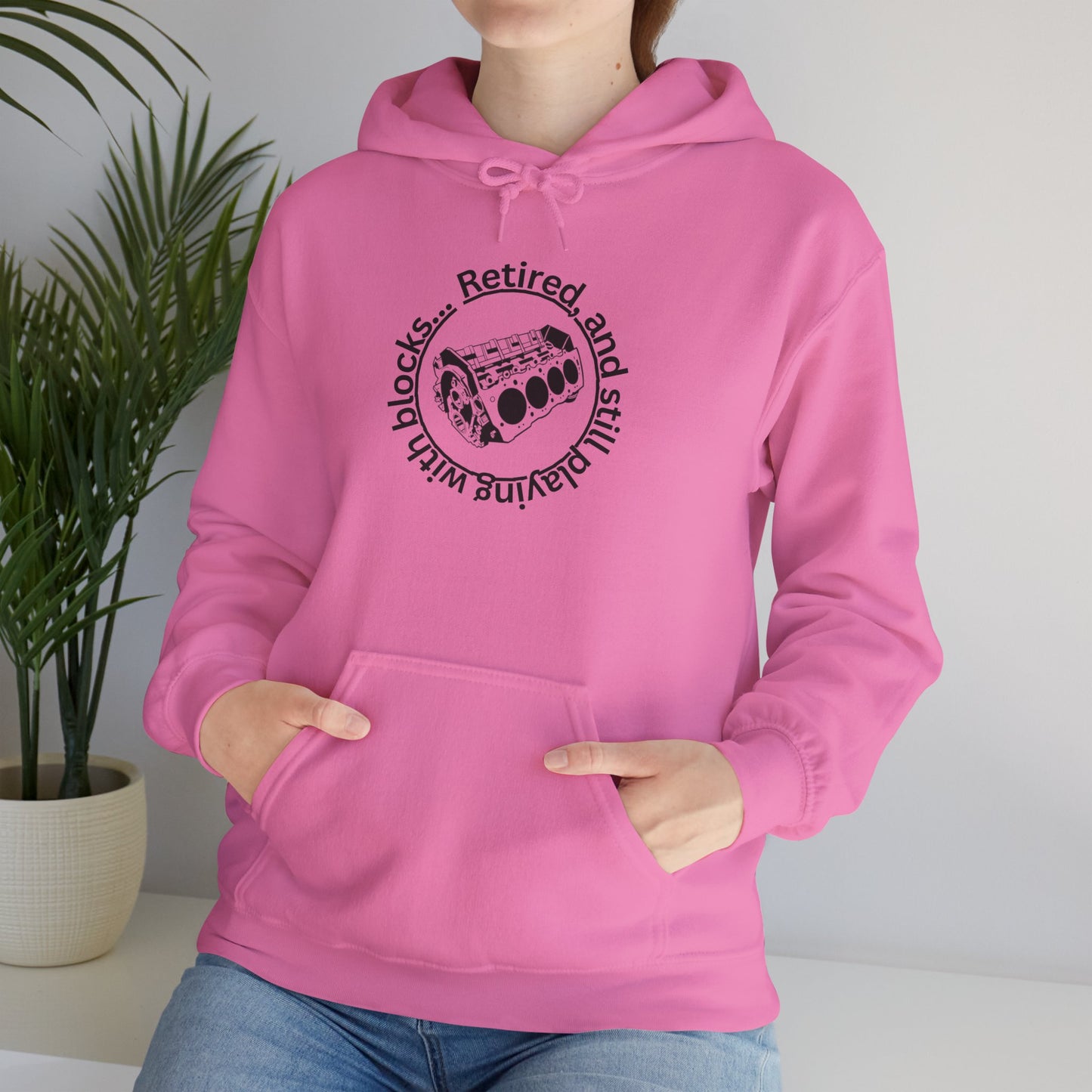 Adult Retired and Still Playing with Blocks Hoodie