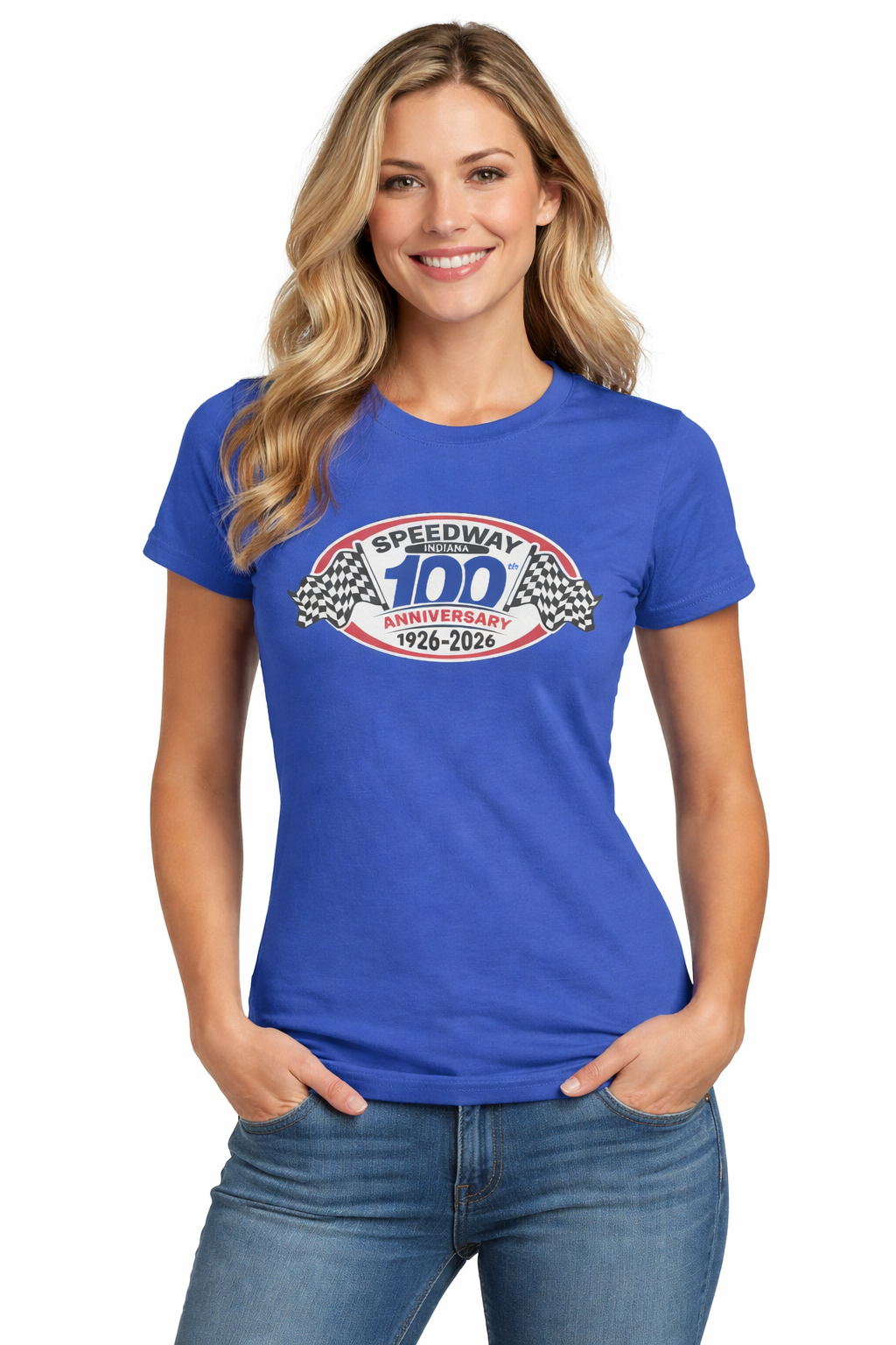 Ladies Official Logo Centennial T-Shirt — Speedway '1926–2026'