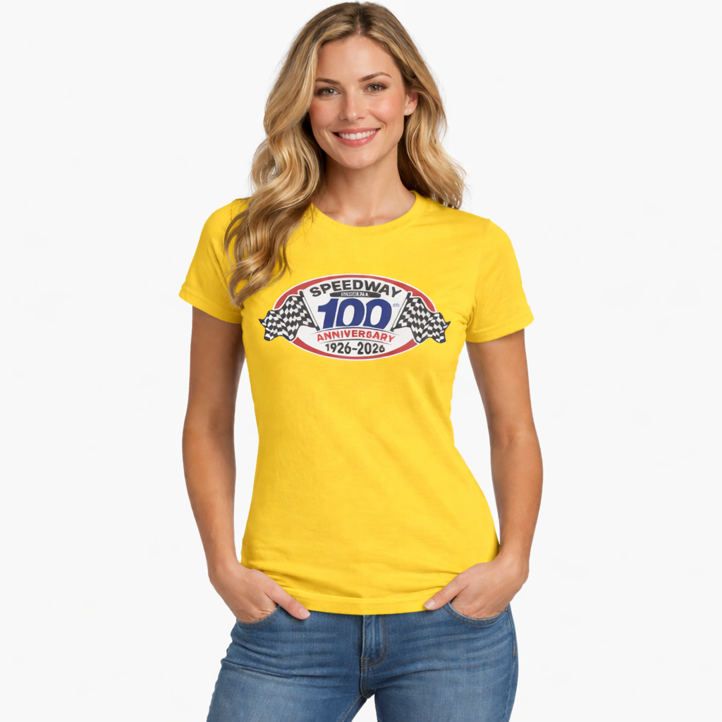 Ladies Official Logo Centennial T-Shirt — Speedway '1926–2026'
