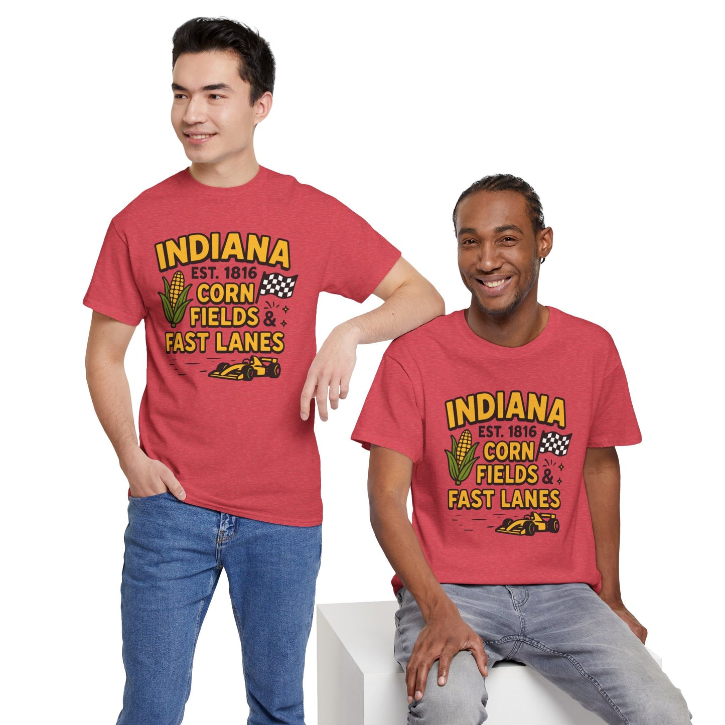 Indiana Corn Fields & Fast Lanes T-Shirt — Indy Racing & Midwestern Pride Tee