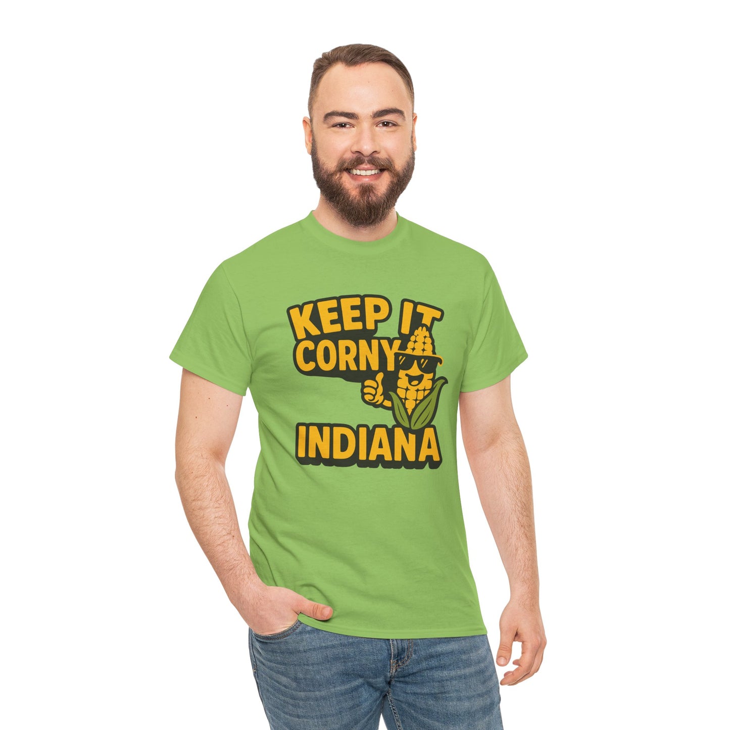 Keep It Corny Indiana T-Shirt — Funny Corn Mascot Tee