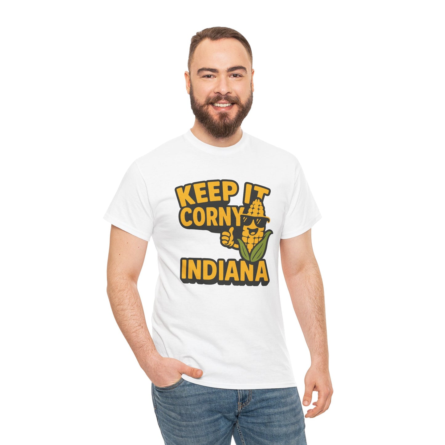 Keep It Corny Indiana T-Shirt — Funny Corn Mascot Tee