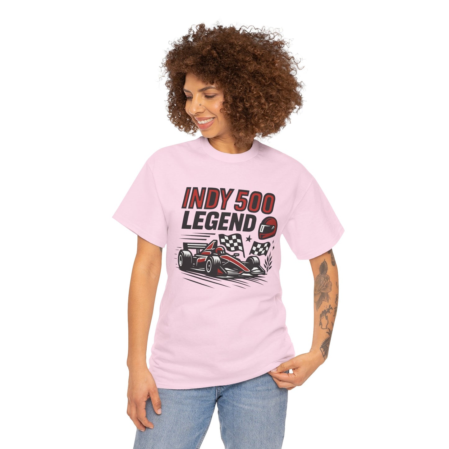 Indy 500 Legend Racing T-Shirt — Vintage Race Car & Checkered Flag Tee