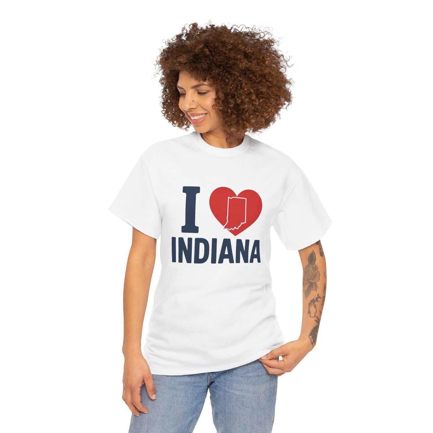 I Heart Indiana T-Shirt — State Pride Tee with Heart & Indiana Outline