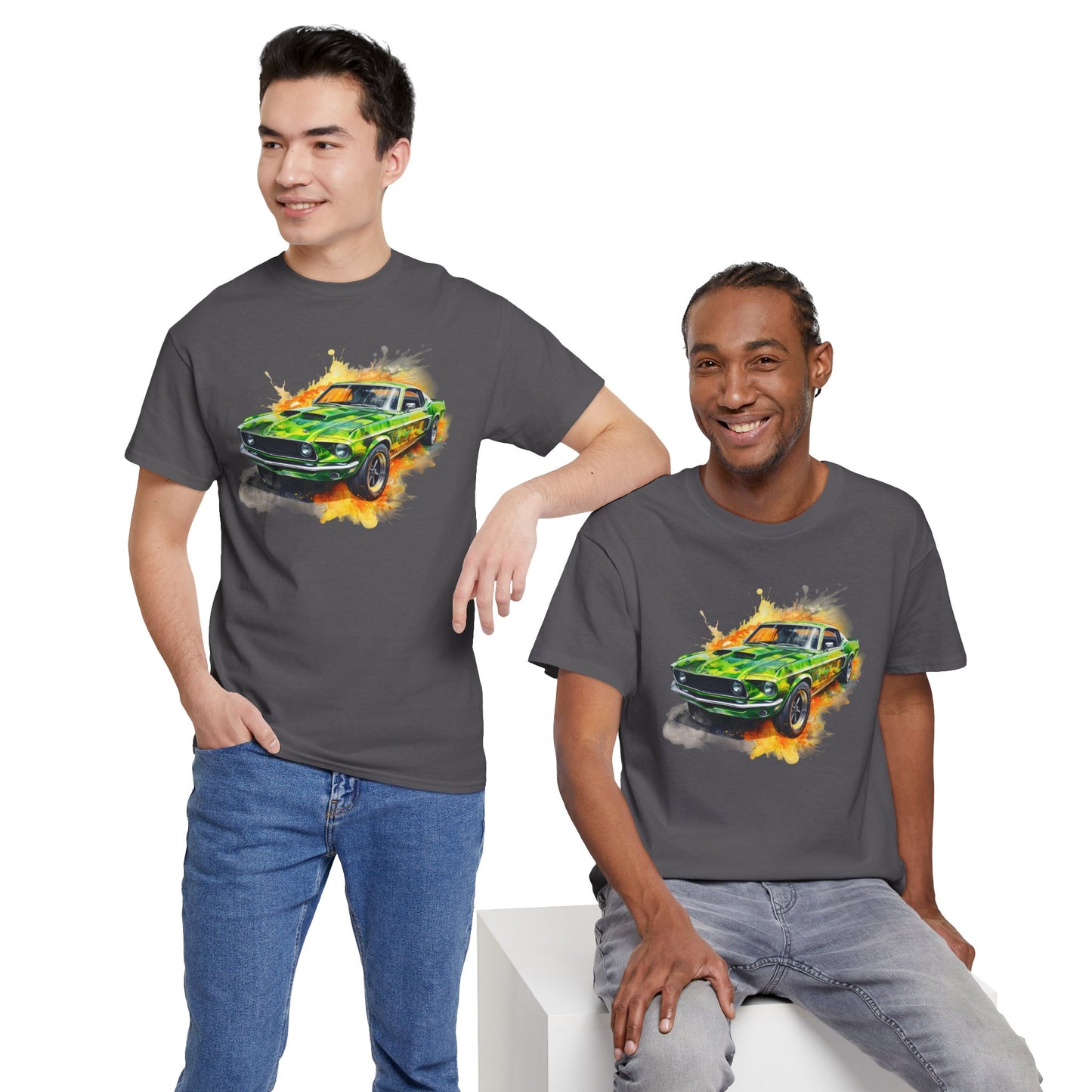 Classic Green Mustang Car T‑Shirt — Vintage Mustang Art Tee