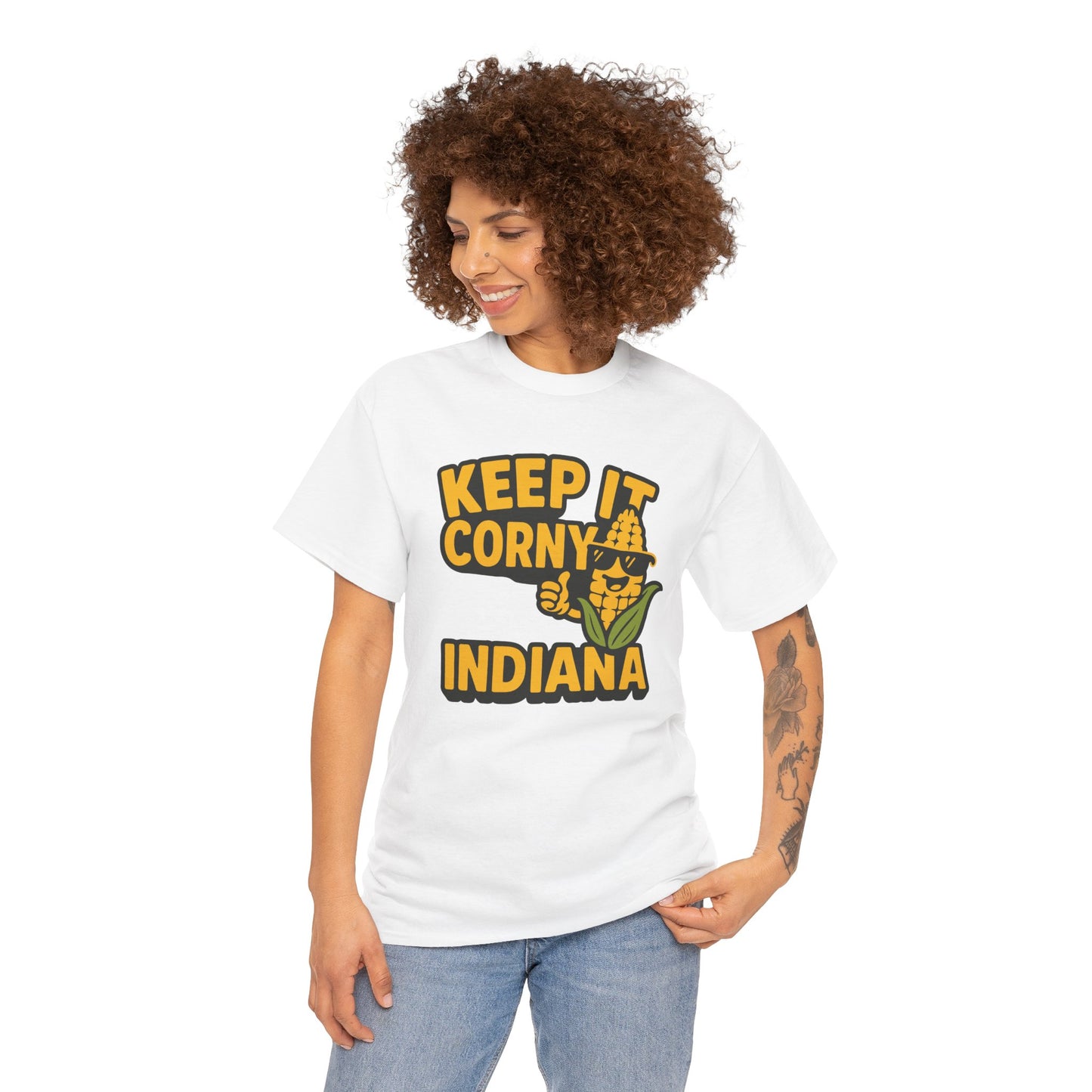 Keep It Corny Indiana T-Shirt — Funny Corn Mascot Tee
