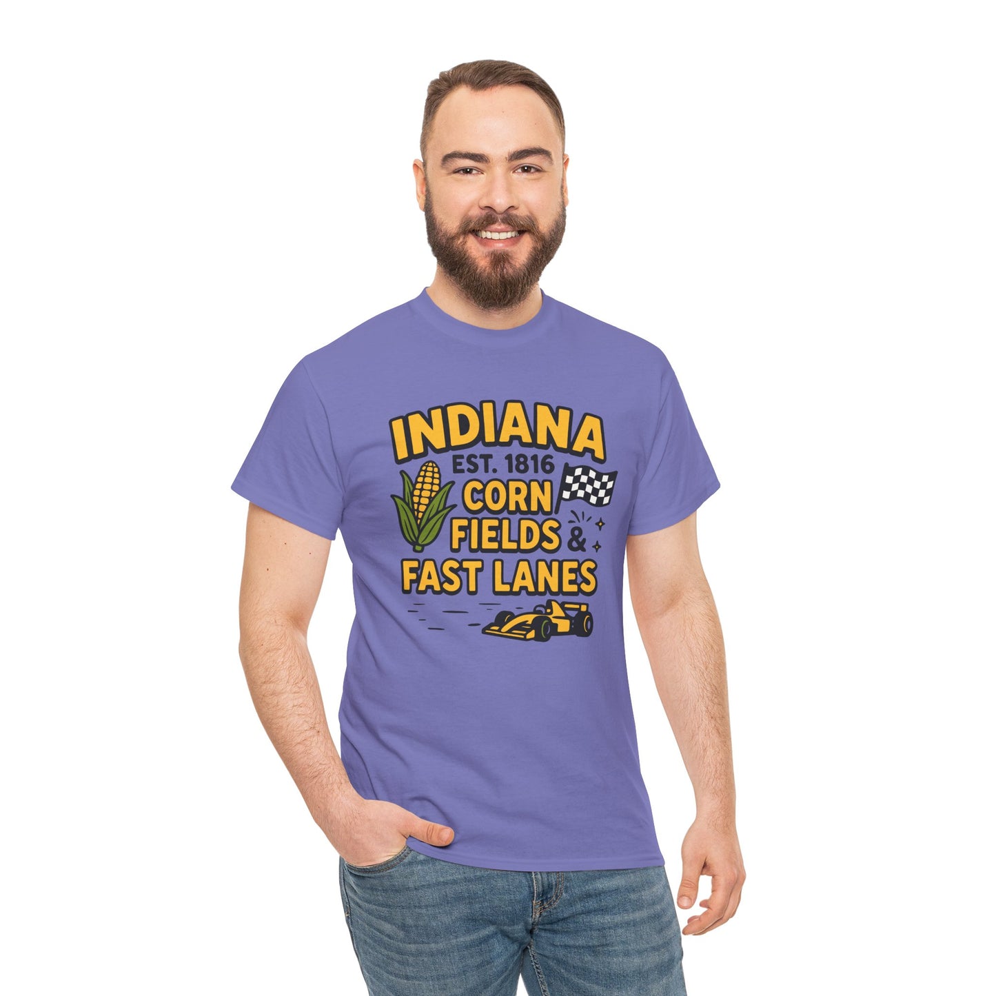 Indiana Corn Fields & Fast Lanes T-Shirt — Indy Racing & Midwestern Pride Tee