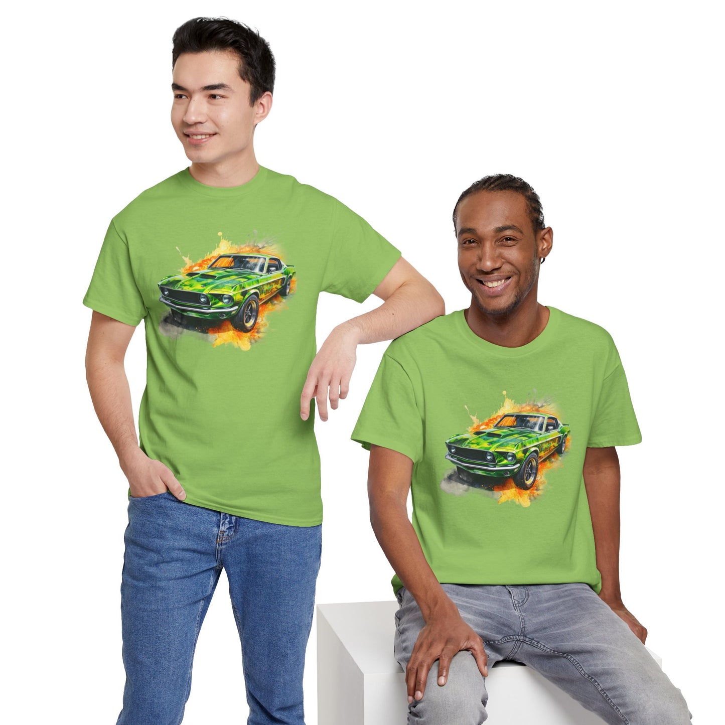 Classic Green Mustang Car T‑Shirt — Vintage Mustang Art Tee