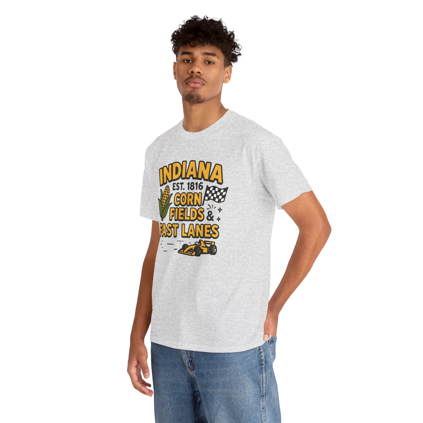 Indiana Corn Fields & Fast Lanes T-Shirt — Indy Racing & Midwestern Pride Tee