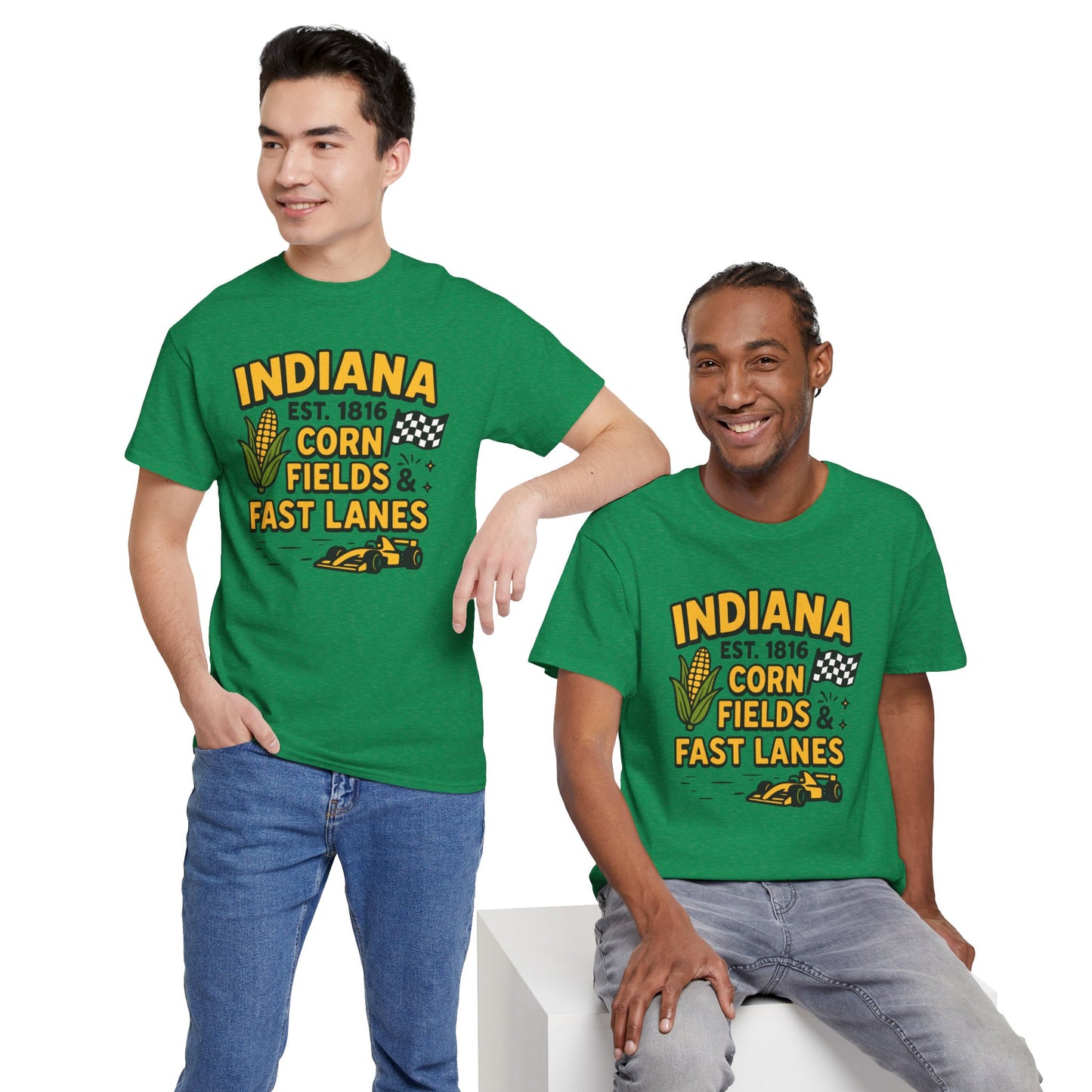 Indiana Corn Fields & Fast Lanes T-Shirt — Indy Racing & Midwestern Pride Tee