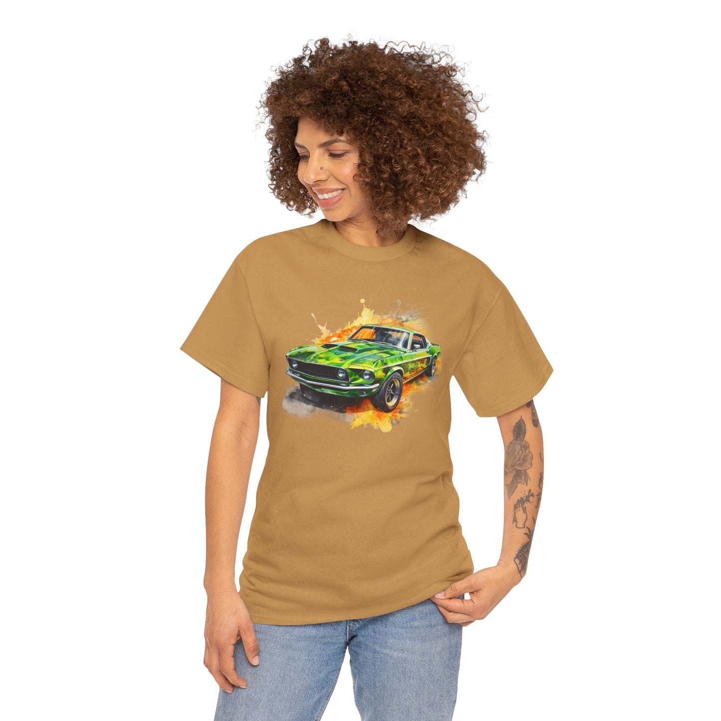 Classic Green Mustang Car T‑Shirt — Vintage Mustang Art Tee