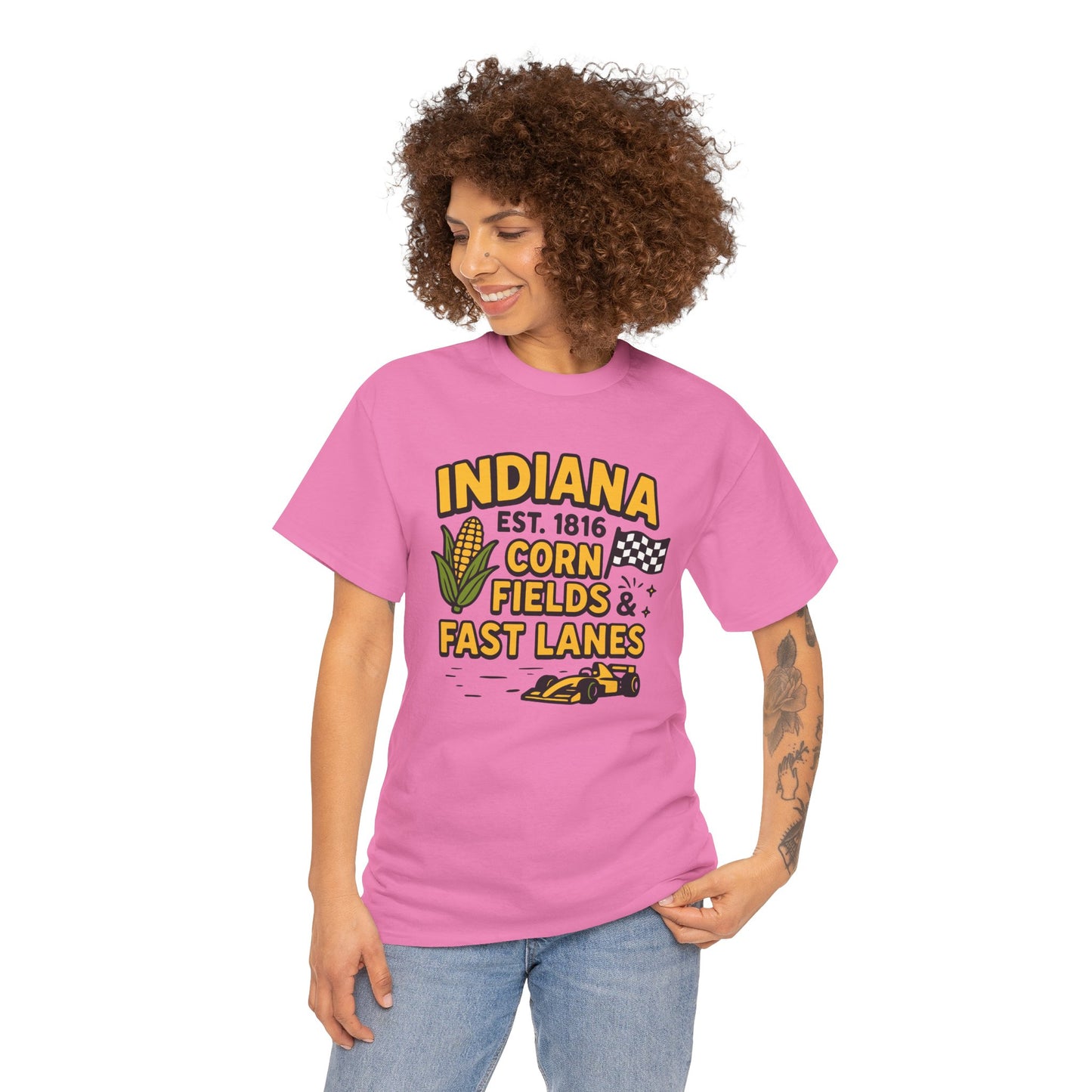 Indiana Corn Fields & Fast Lanes T-Shirt — Indy Racing & Midwestern Pride Tee