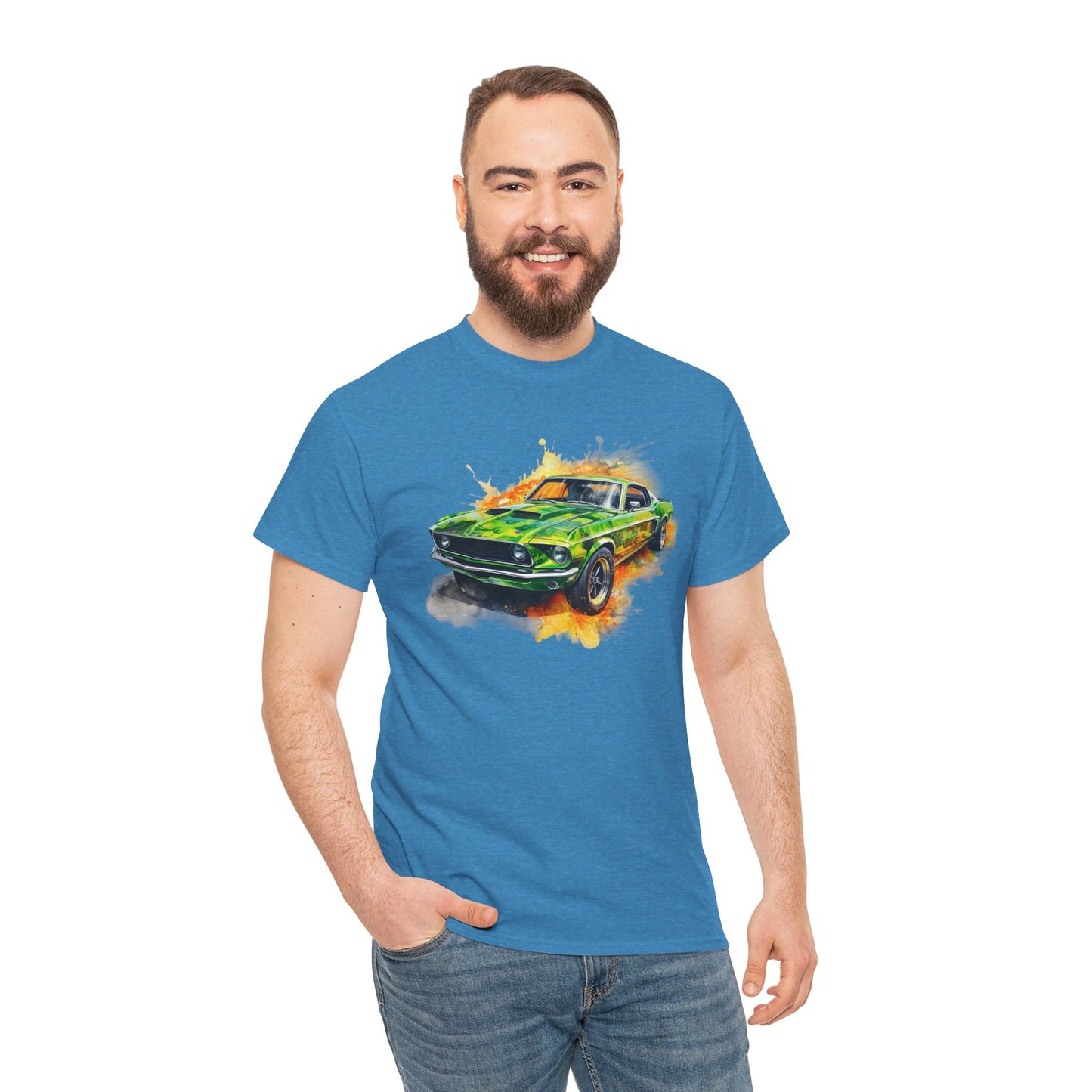 Classic Green Mustang Car T‑Shirt — Vintage Mustang Art Tee