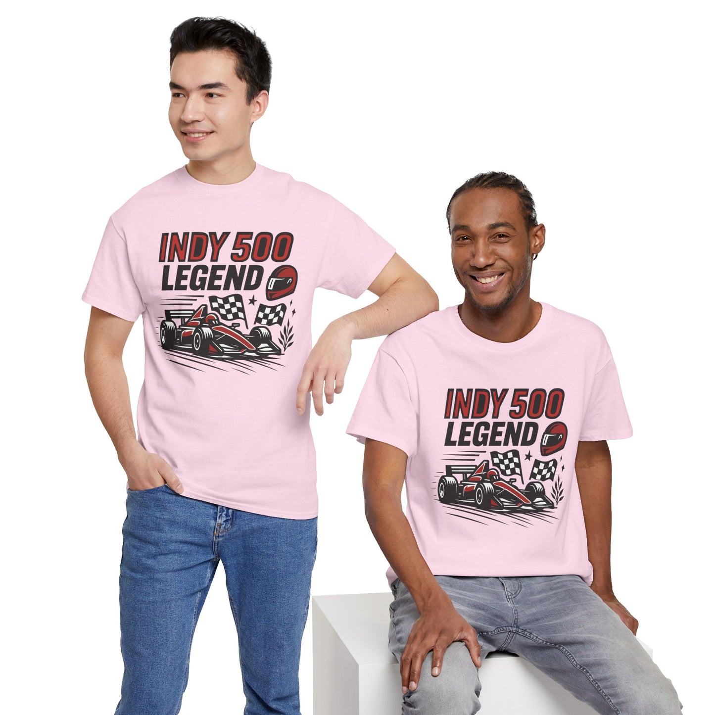 Indy 500 Legend Racing T-Shirt — Vintage Race Car & Checkered Flag Tee