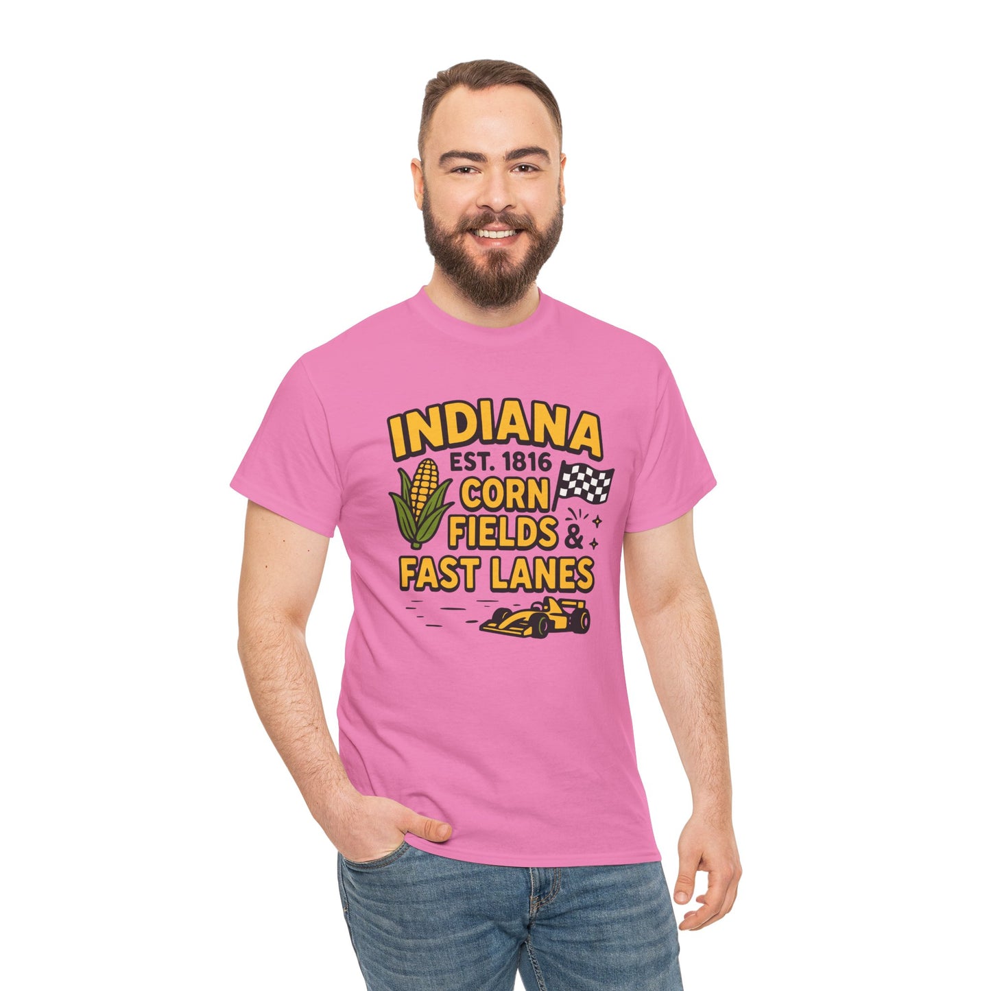 Indiana Corn Fields & Fast Lanes T-Shirt — Indy Racing & Midwestern Pride Tee