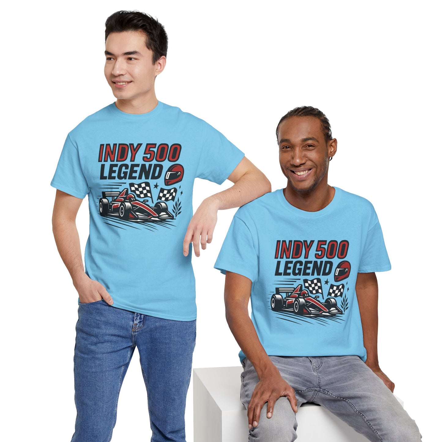 Indy 500 Legend Racing T-Shirt — Vintage Race Car & Checkered Flag Tee
