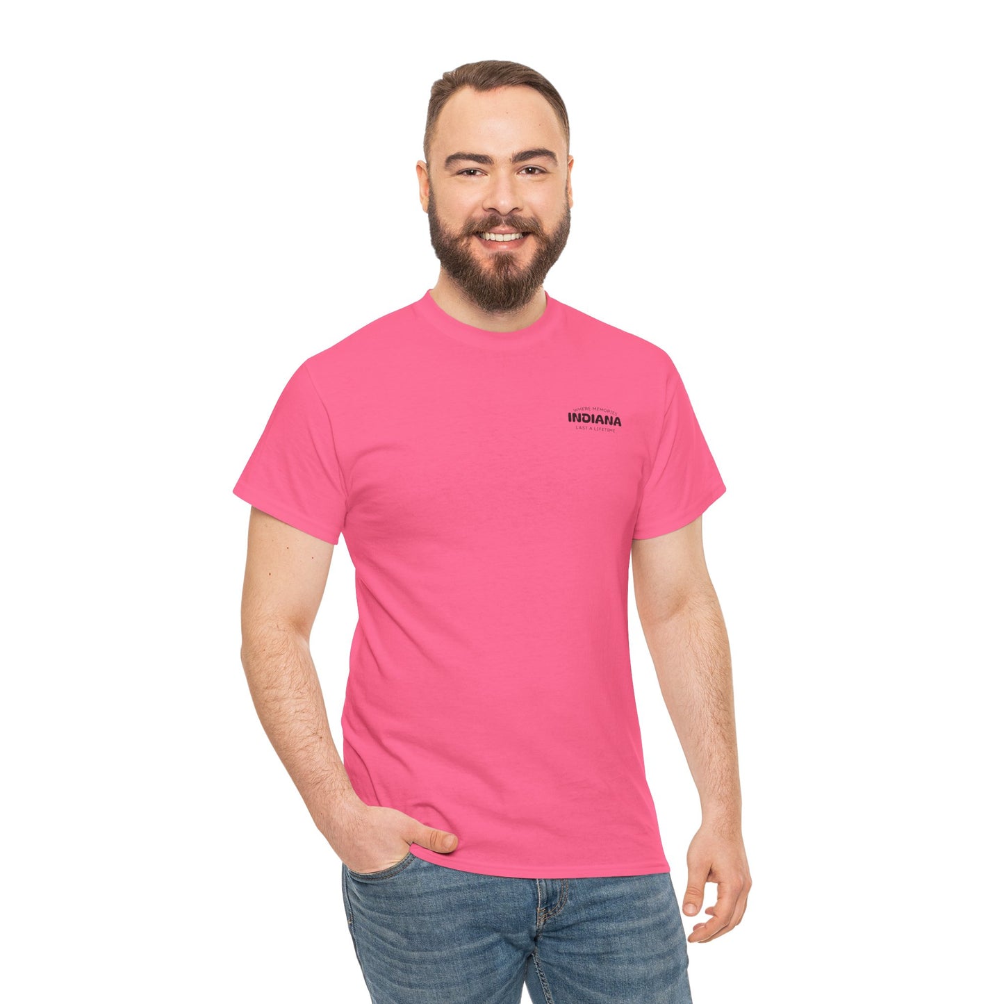 Indiana Outdoor Graphic Tee — State Map Nature & Guitar Design