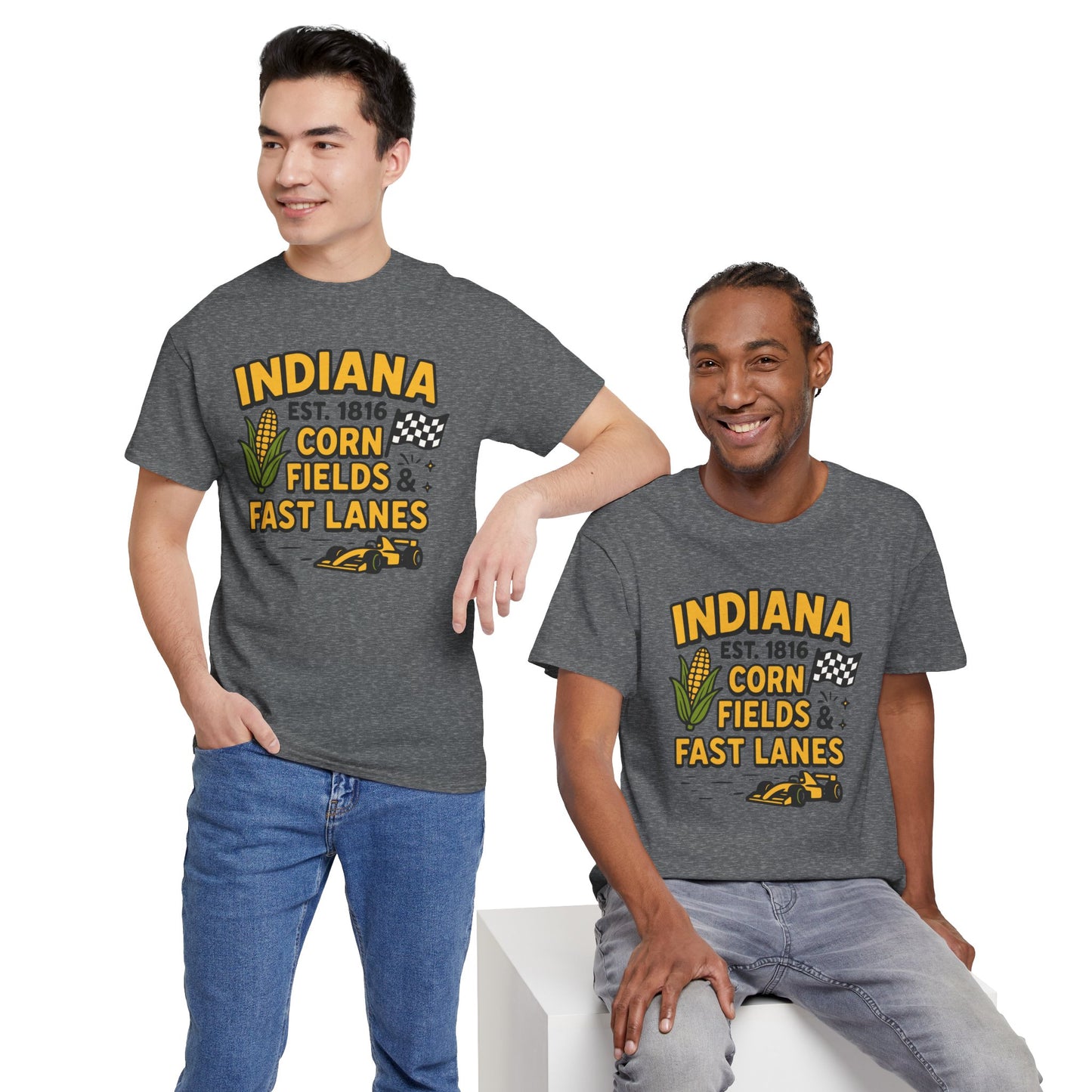 Indiana Corn Fields & Fast Lanes T-Shirt — Indy Racing & Midwestern Pride Tee